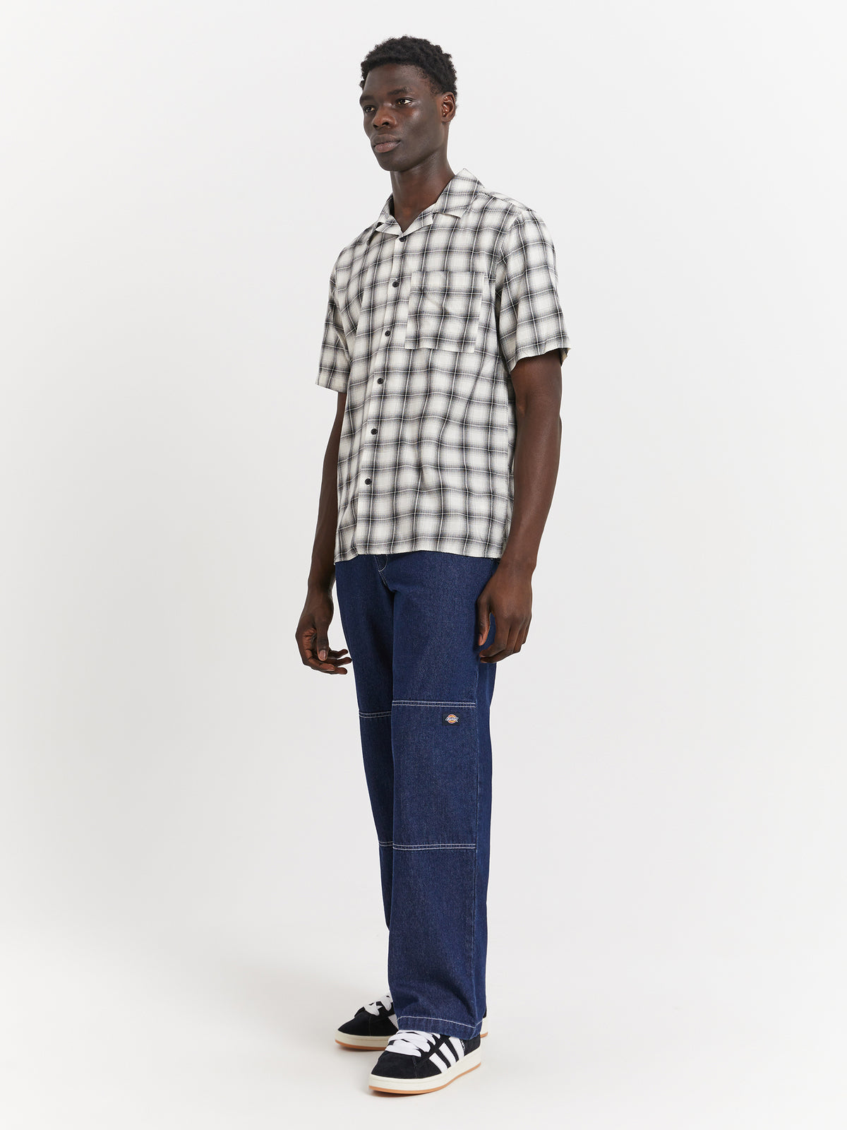 Neuw Curtis Short Sleeve Check Shirt in Washed Stone | Washed Stone