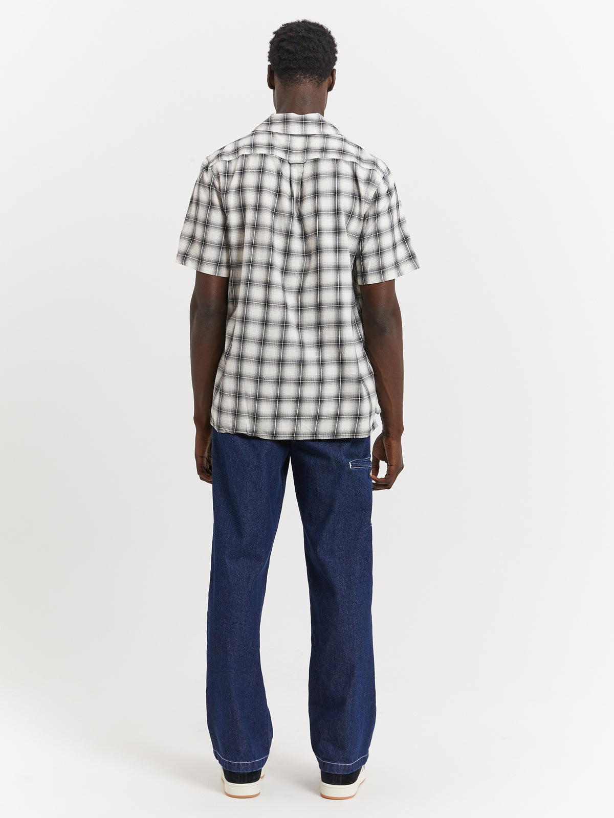 Neuw Curtis Short Sleeve Check Shirt in Washed Stone | Washed Stone