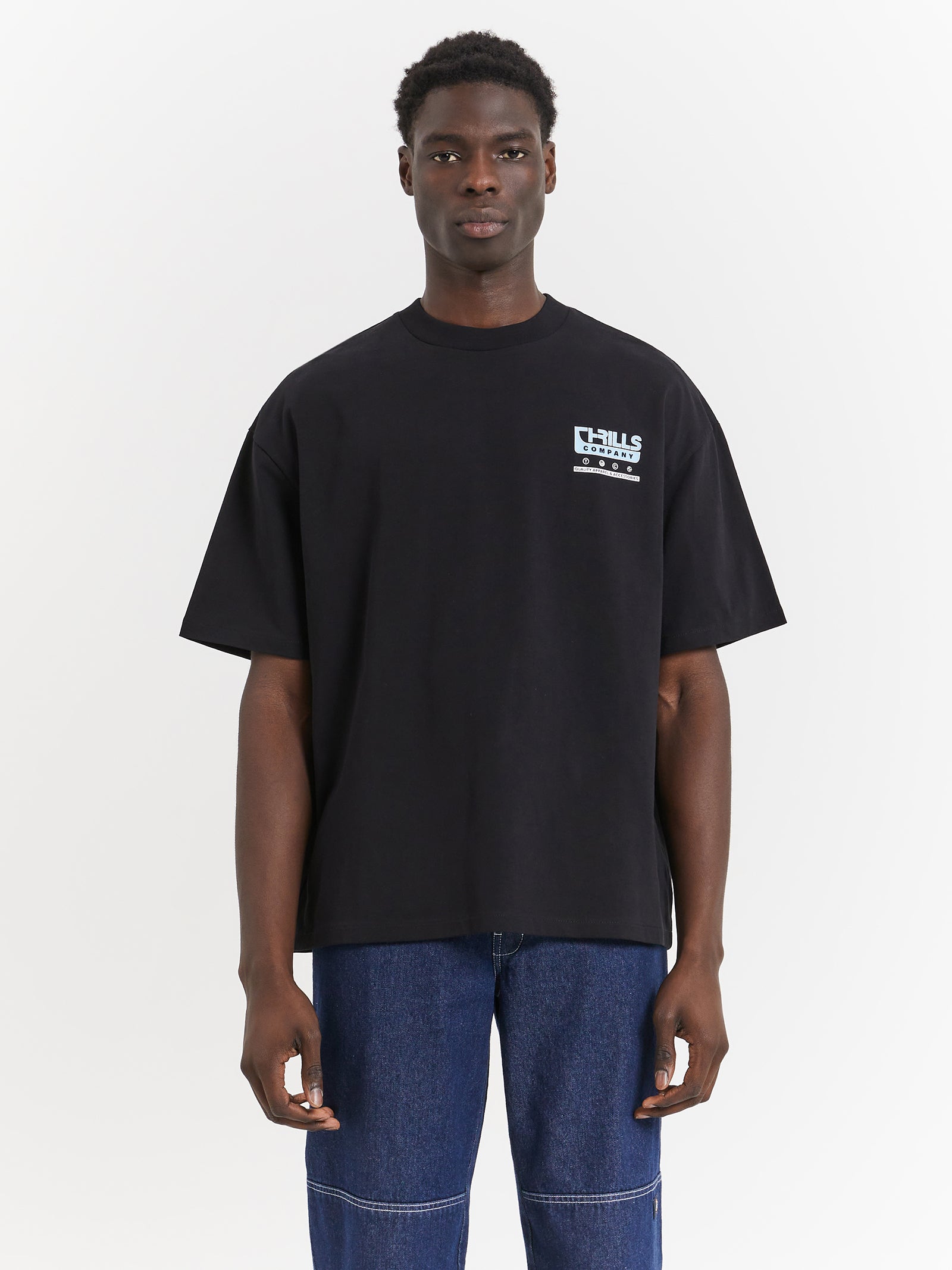 Services Box Fit Oversize T-Shirt in Black - Glue Store