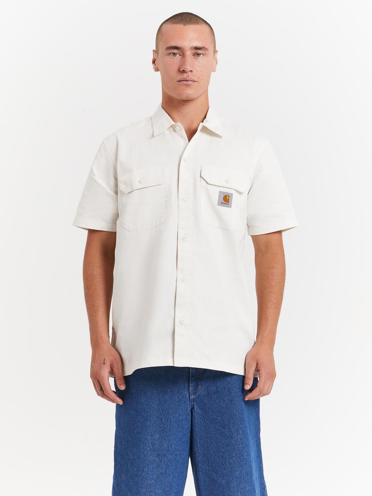 Carhartt Wip Short Sleeve Master Shirt in Wax White | Wax