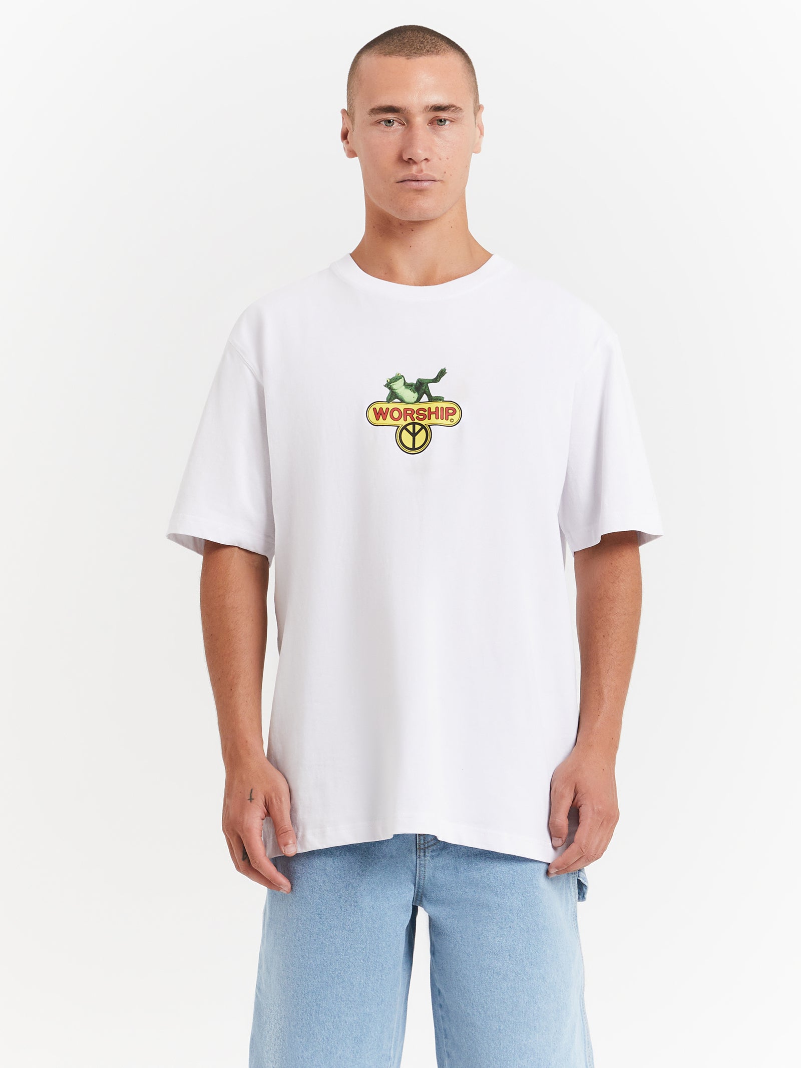 Worship Stress Less Oversize T-Shirt in White White | Glue Store