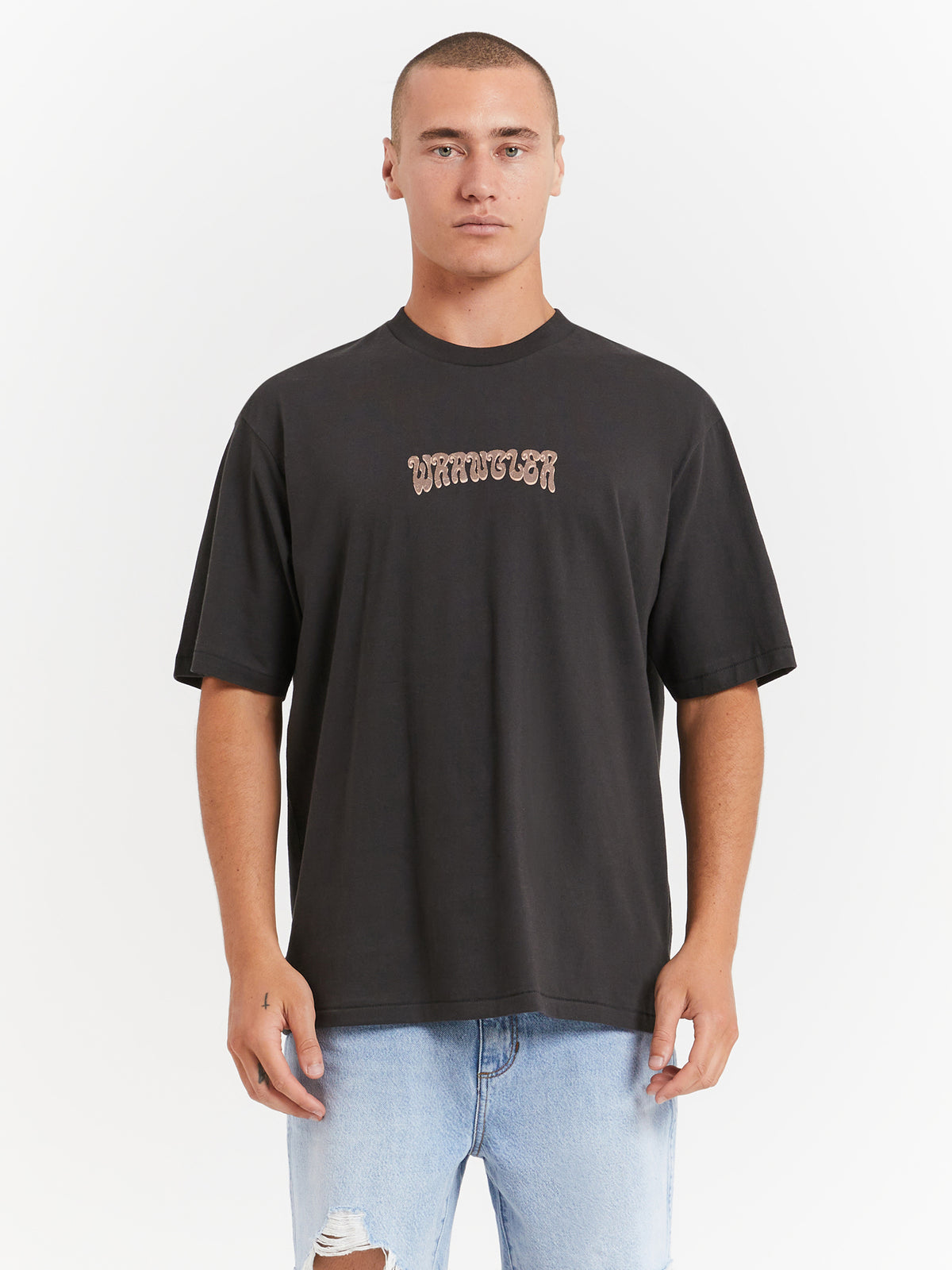 Wrangler Botanical Love Slacker T-Shirt in Worn Black | Worn Black