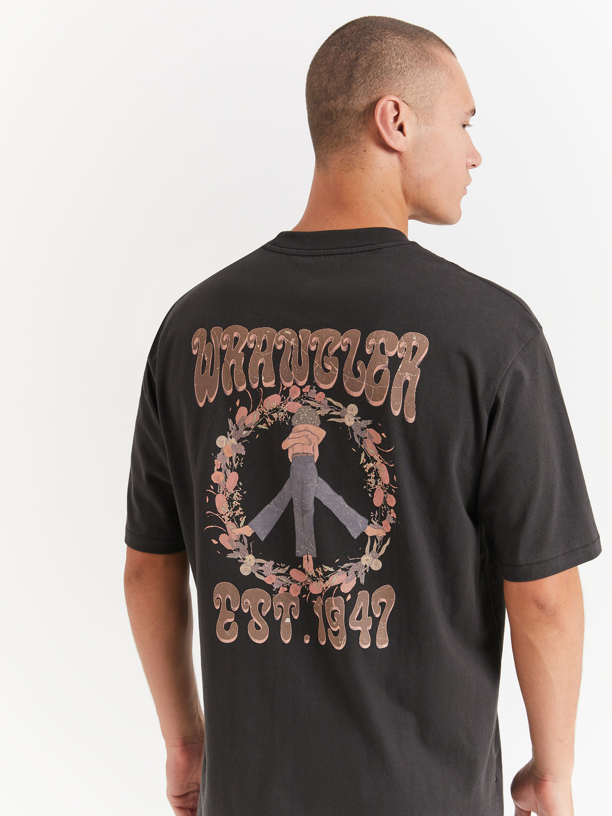 Wrangler Botanical Love Slacker T-Shirt in Worn Black | Worn Black