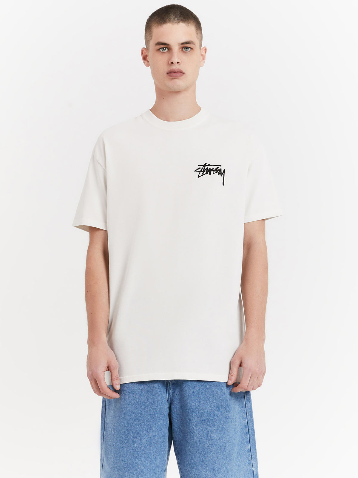 Stussy Read Em N Weep Heavyweight T-Shirt in Pigment Washed White | Pigment Washed White