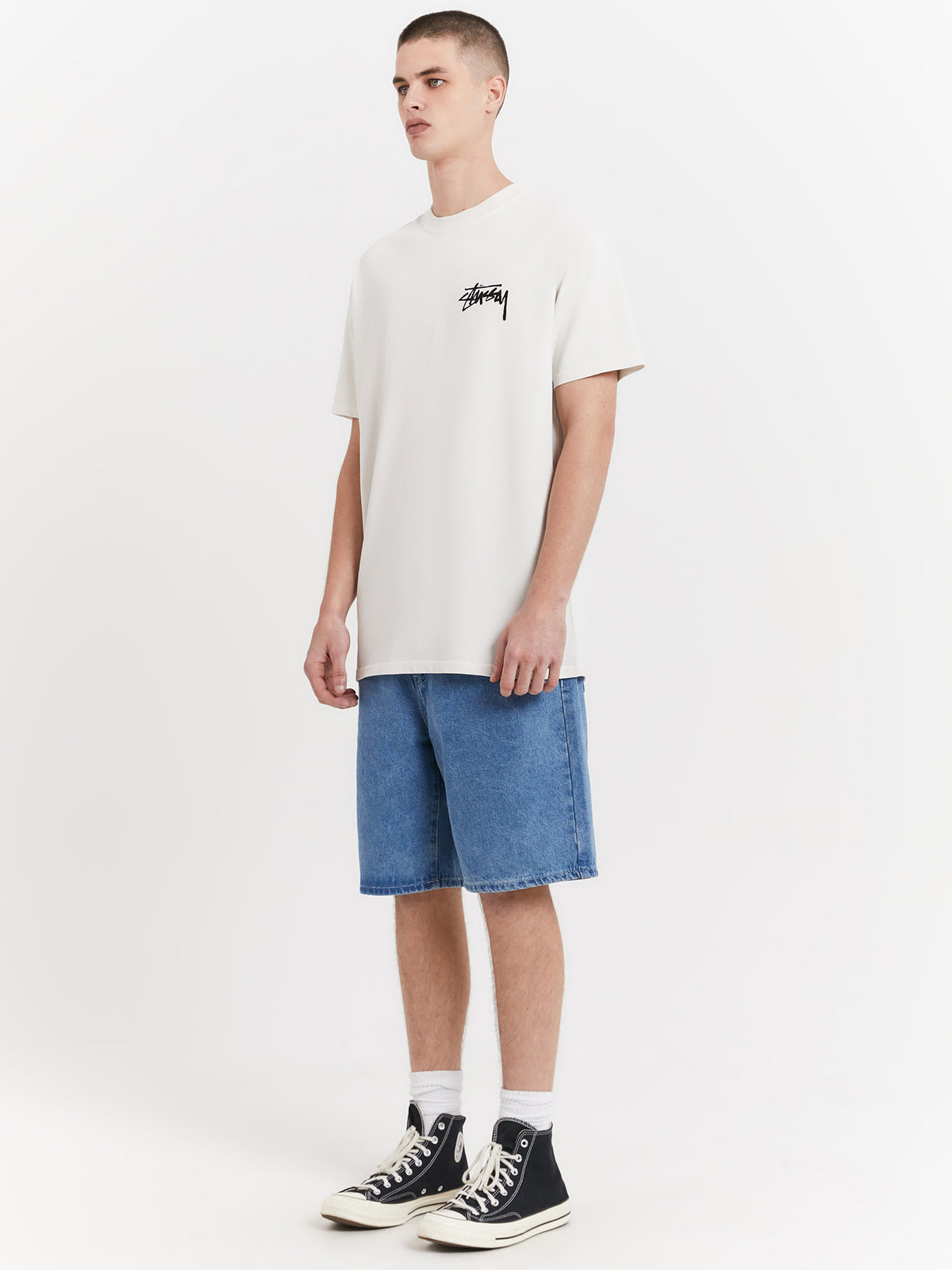 Stussy Read Em N Weep Heavyweight T-Shirt in Pigment Washed White | Pigment Washed White