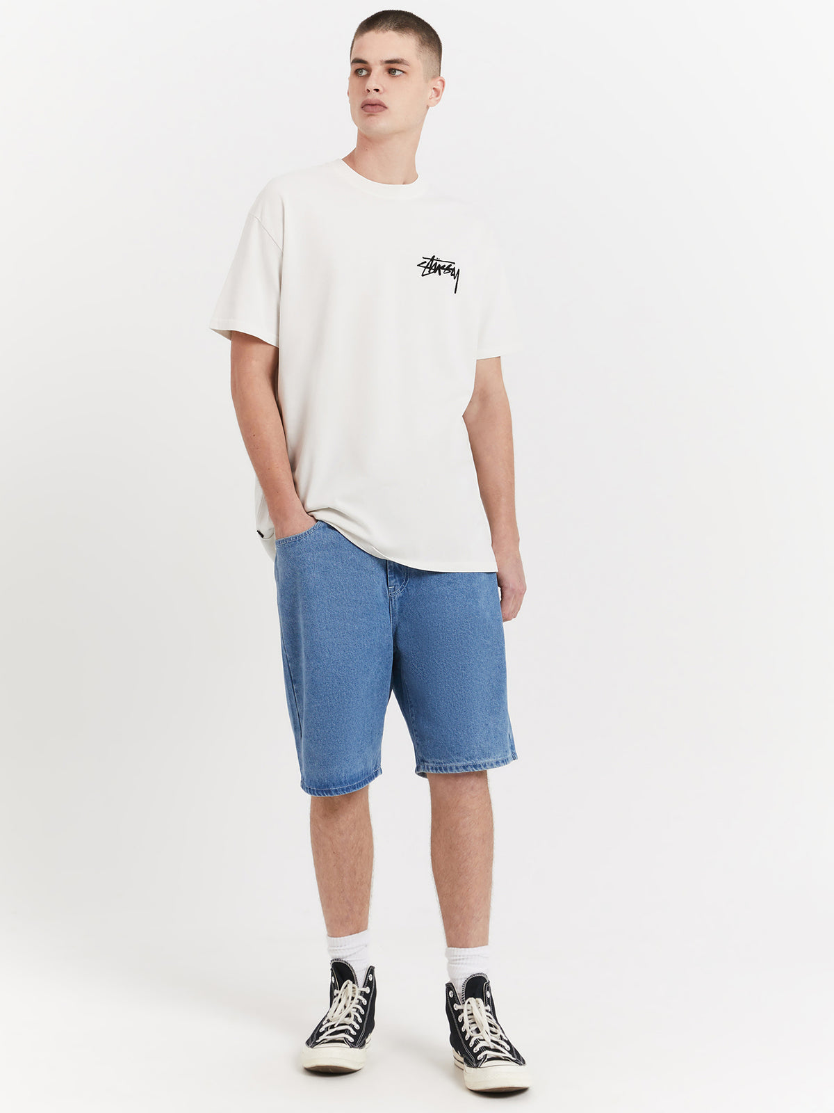 Stussy Read Em N Weep Heavyweight T-Shirt in Pigment Washed White | Pigment Washed White