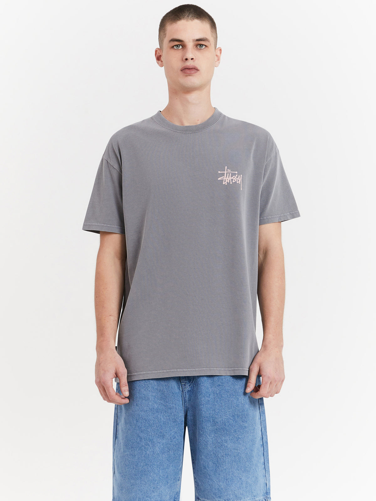 Stussy Graffiti Heavyweight T-Shirt in Pigment Grey | Pigment Grey