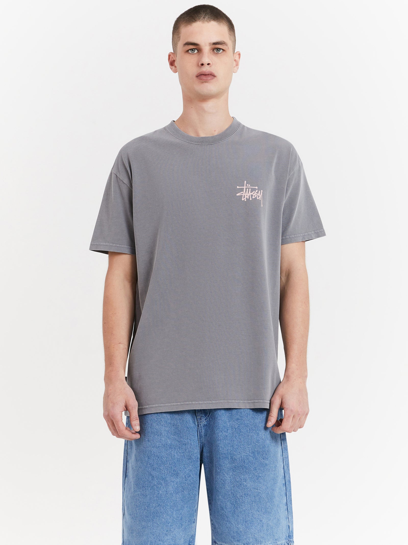 Stussy Graffiti Heavyweight T-shirt In Pigment Grey 