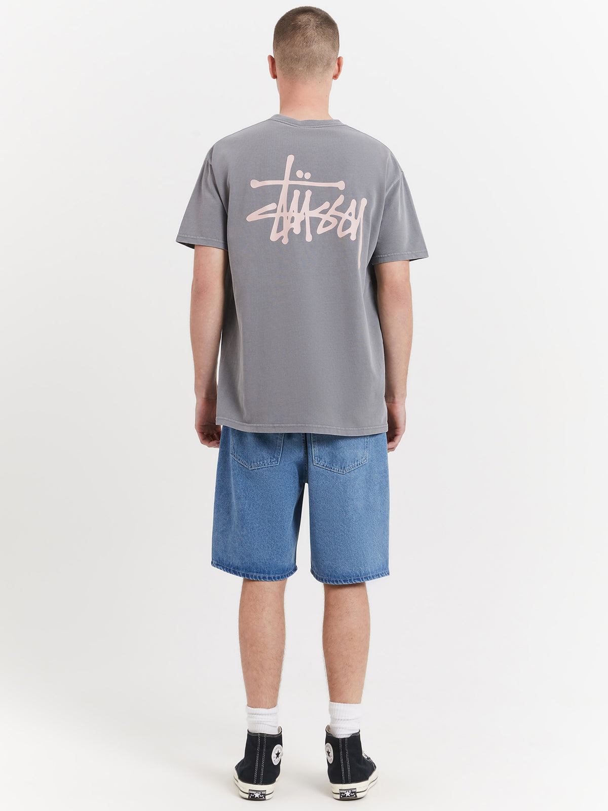 Stussy Graffiti Heavyweight T-Shirt in Pigment Grey | Pigment Grey