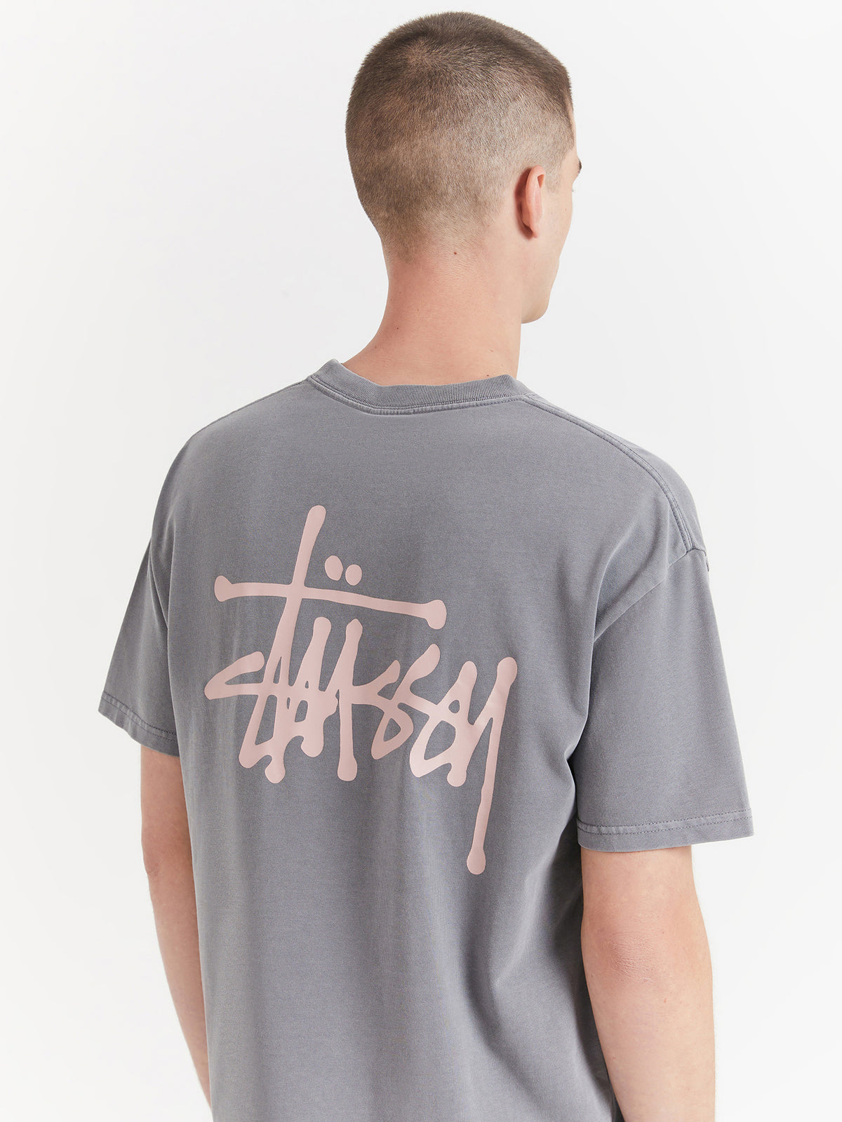 Stussy Graffiti Heavyweight T-Shirt in Pigment Grey | Pigment Grey