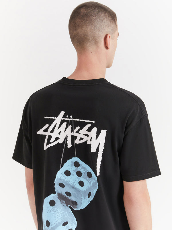 Stussy Fuzzy Dice Heavyweight T-Shirt in Pigment Black | Glue Store