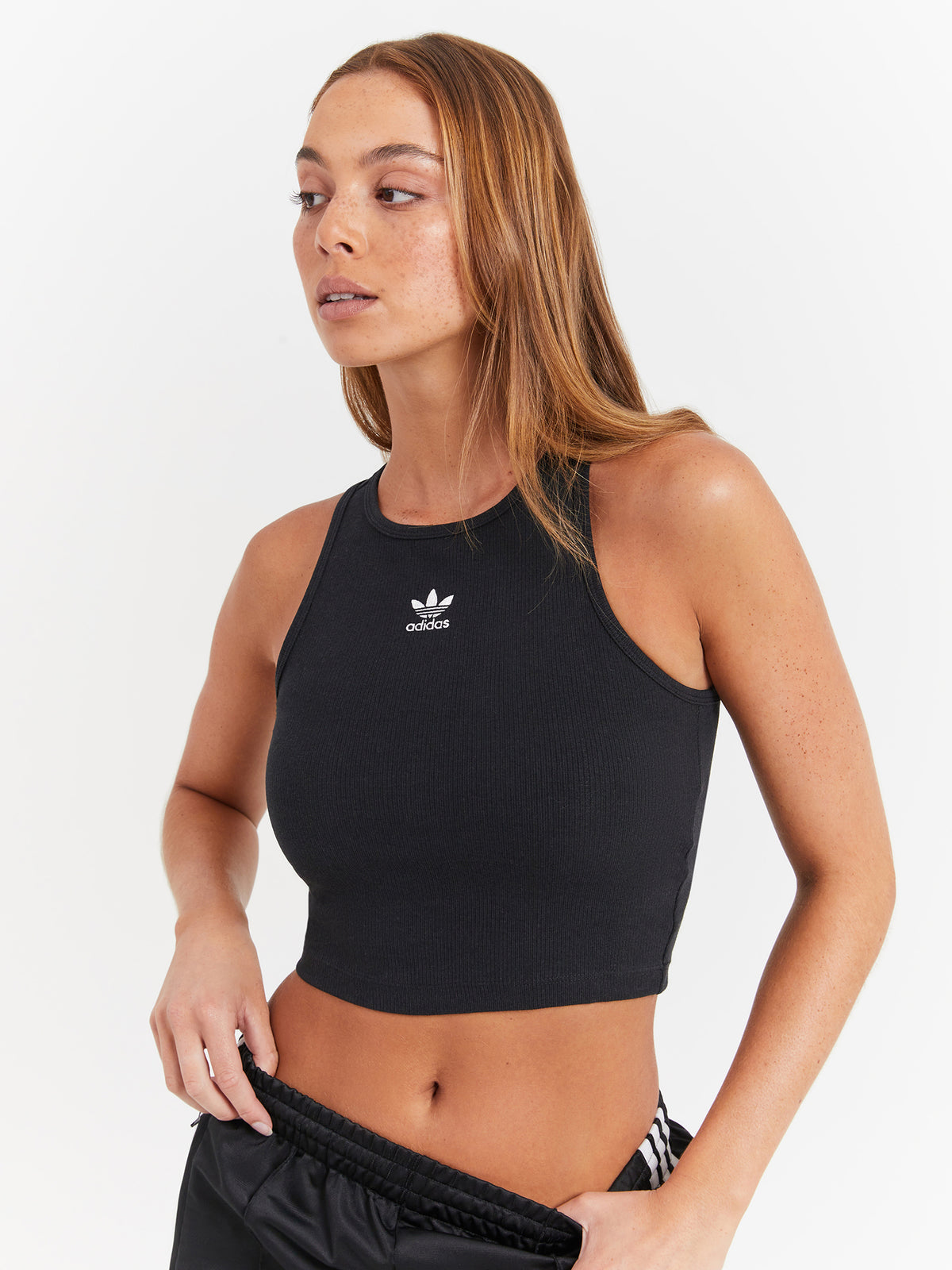 Adidas Essentials Rib Tank Top in Black | Black