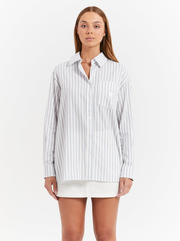 Stussy Surfman Classic Stripe Shirt in Blue & White | Glue Store