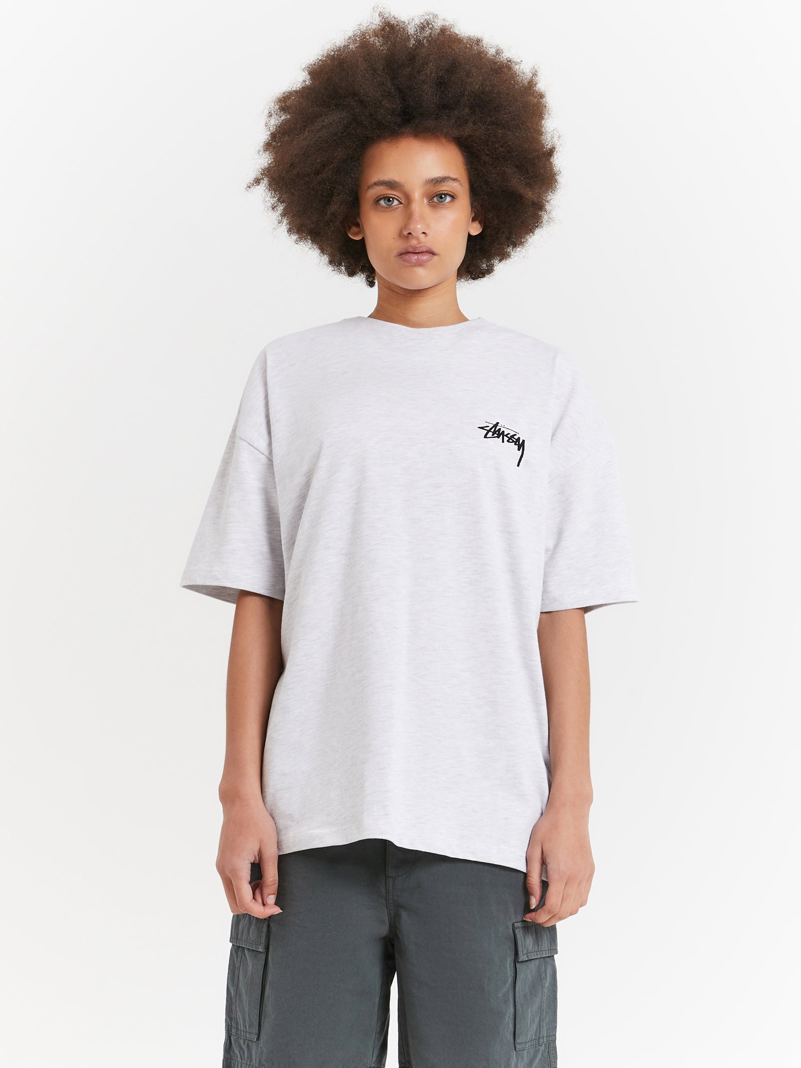 Ribbed Crew Neck Tee in Snow Marle