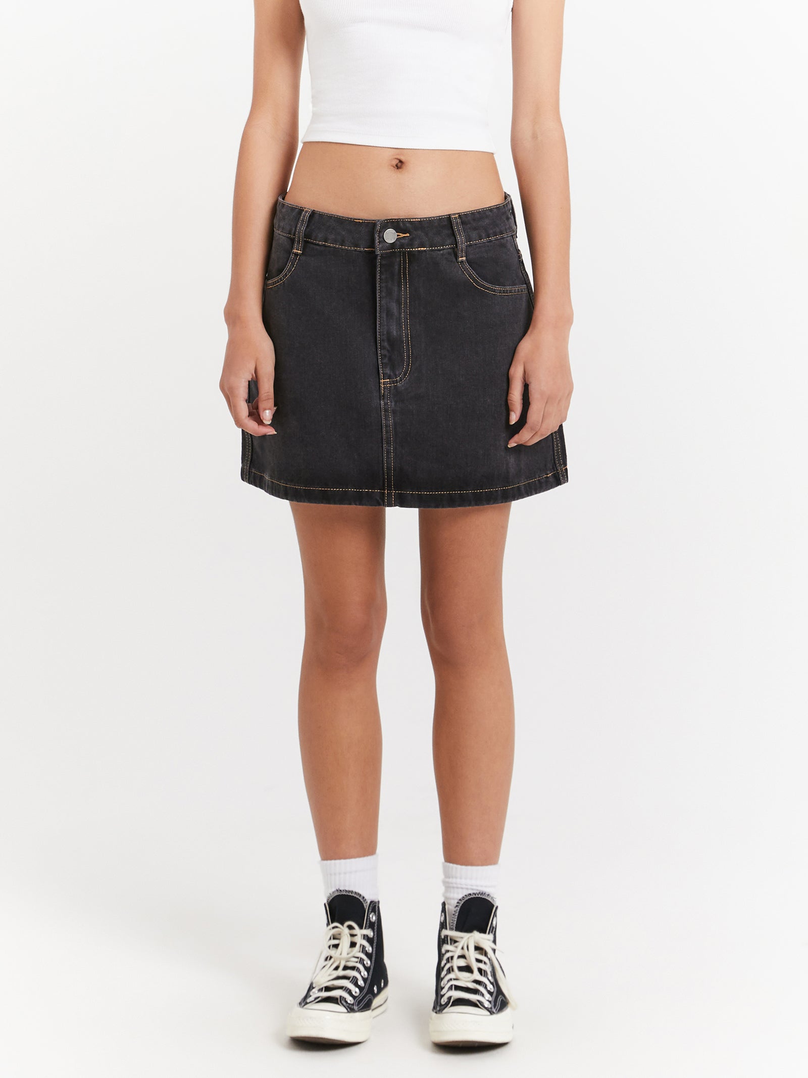 Stussy Workwear Denim Mini Skirt in Black Black | Glue Store