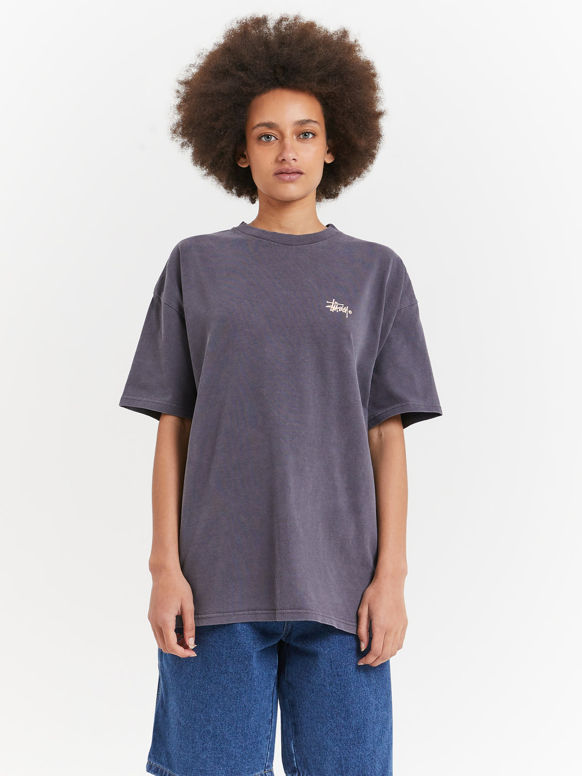 Stussy Graffiti Pigment Relaxed T-Shirt in Charcoal | Charcoal