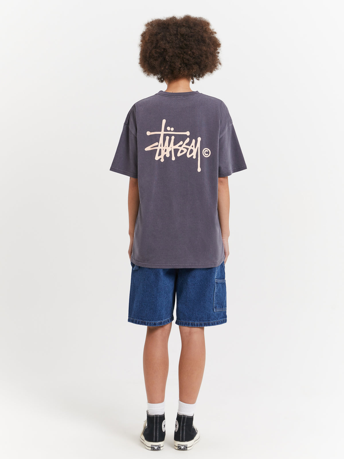 Stussy Graffiti Pigment Relaxed T-Shirt in Charcoal | Charcoal