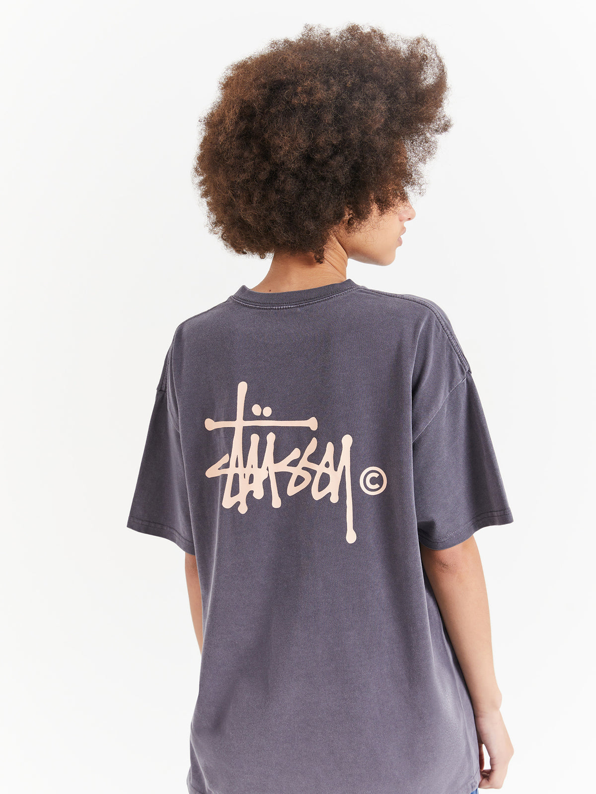 Stussy Graffiti Pigment Relaxed T-Shirt in Charcoal | Charcoal