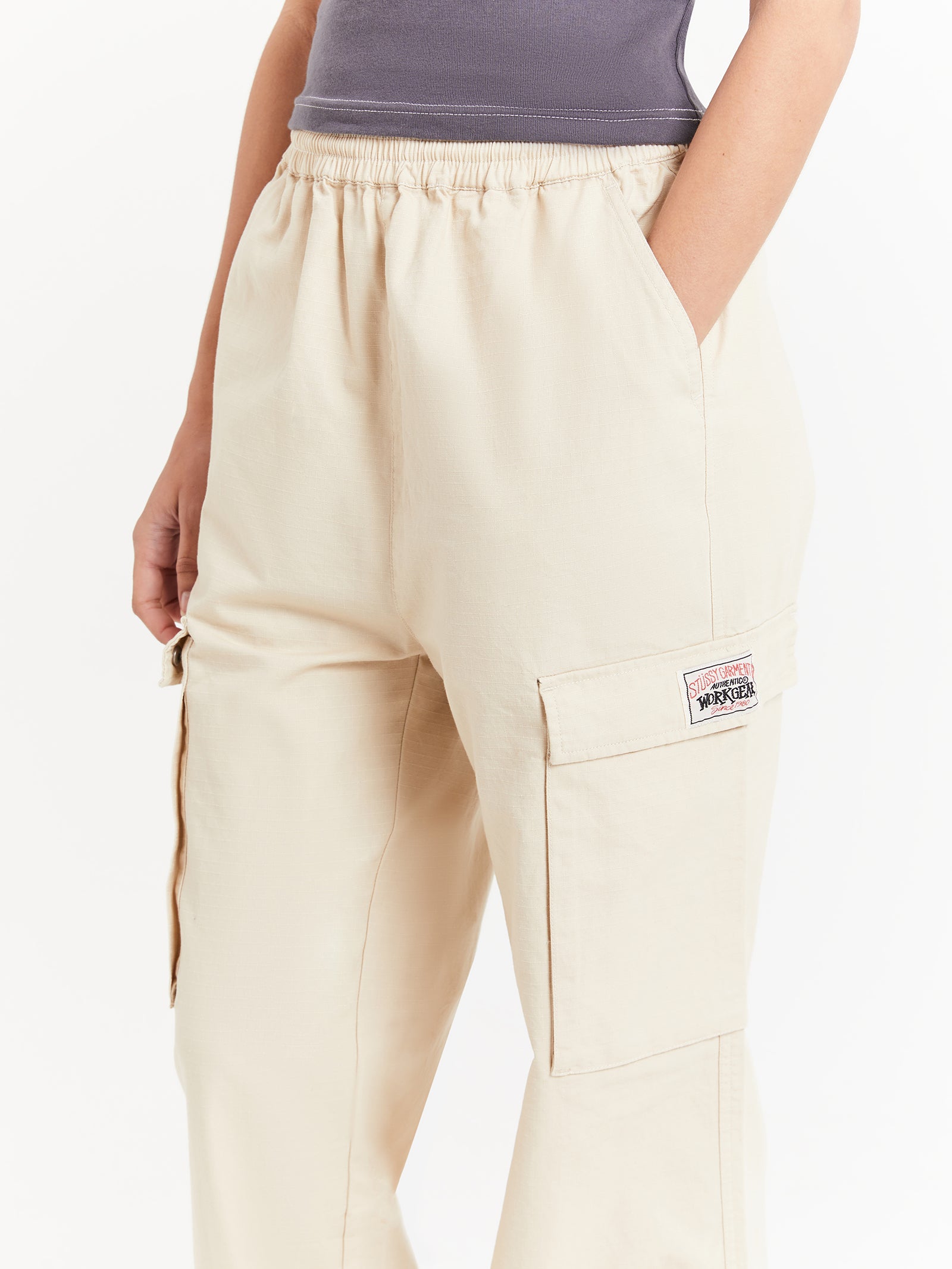 Ripstop Cargo Pants in Cream