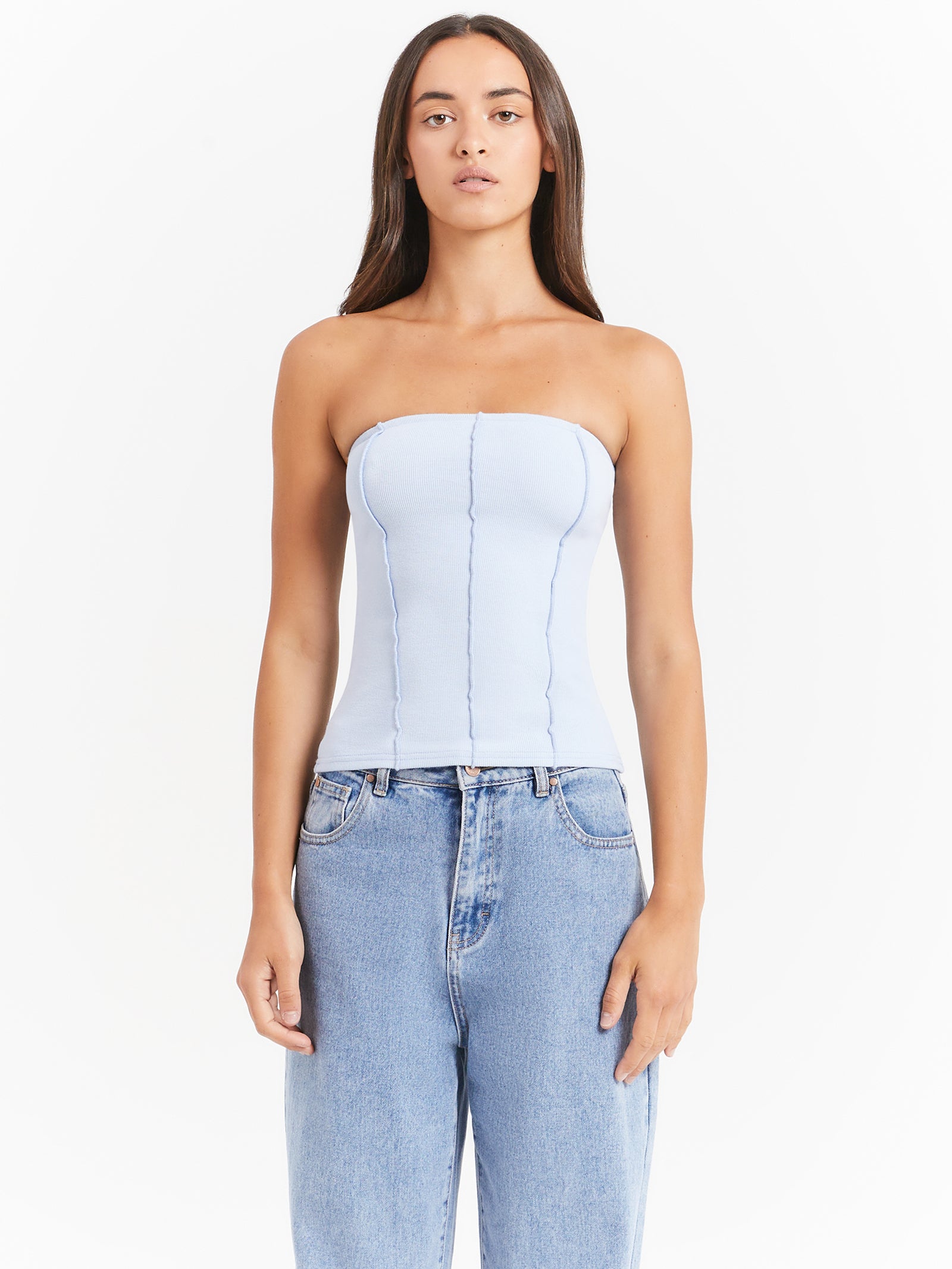 Beyond her Eva Tube Top in Sky Blue Sky blue | Glue Store