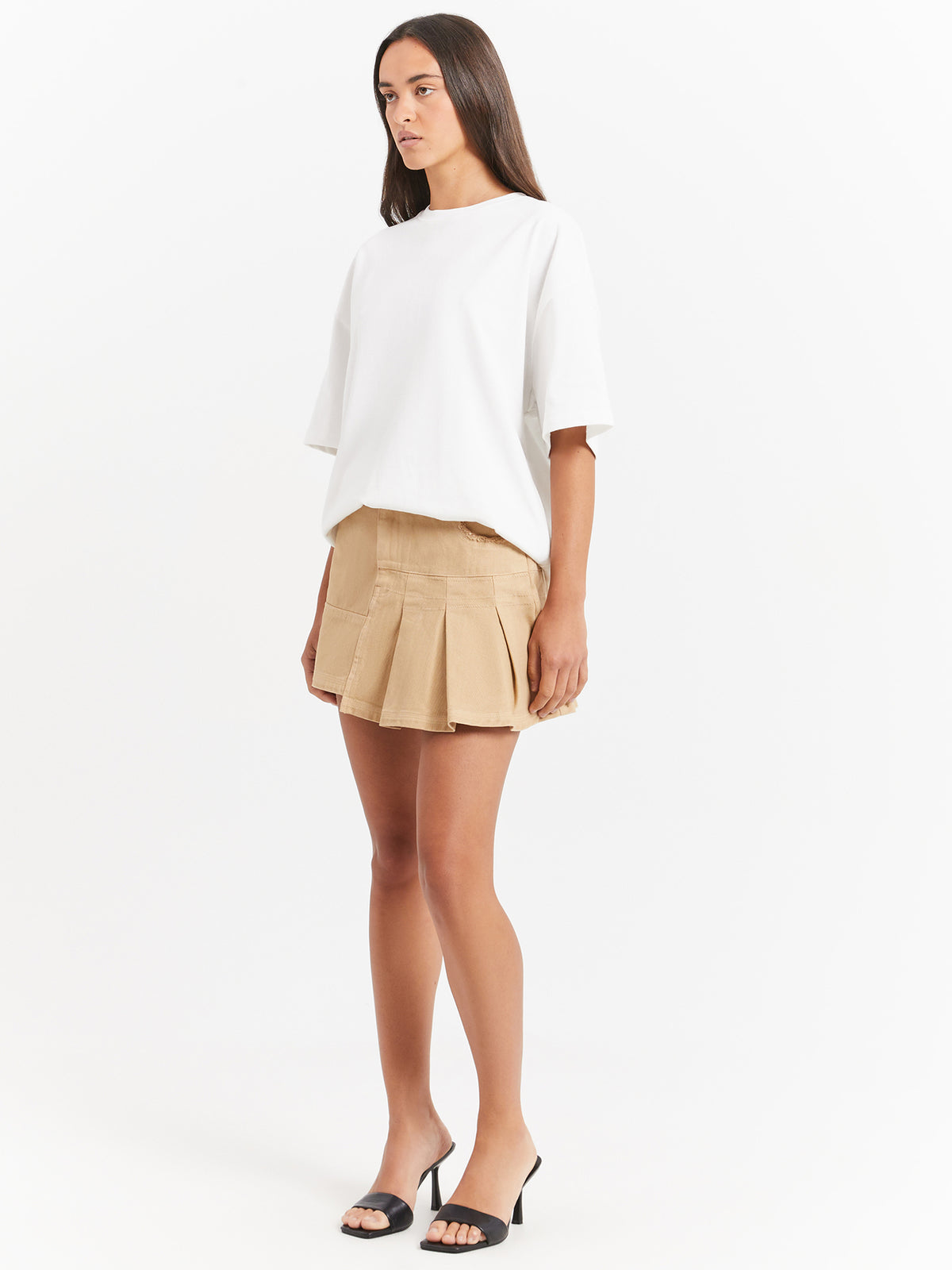 Beyond Her Archer Mini Skirt in Light Camel | Light Camel