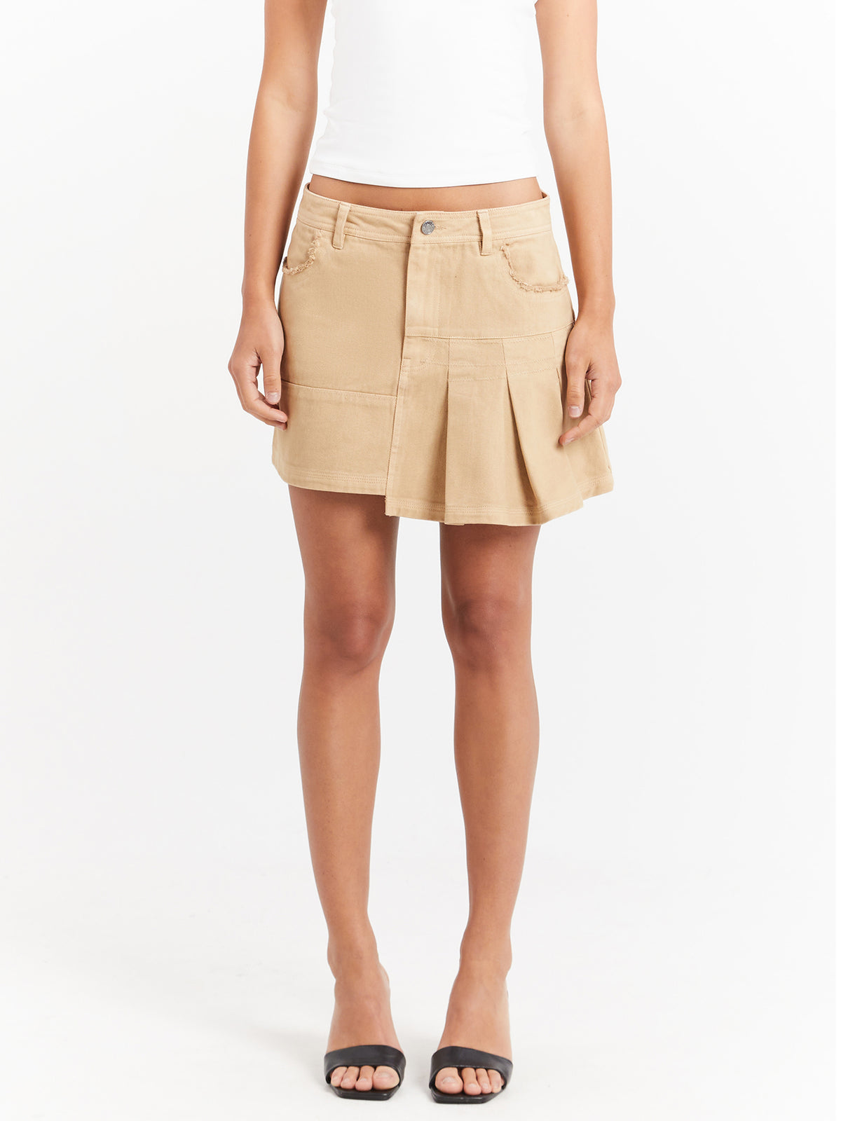 Beyond Her Archer Mini Skirt in Light Camel | Light Camel