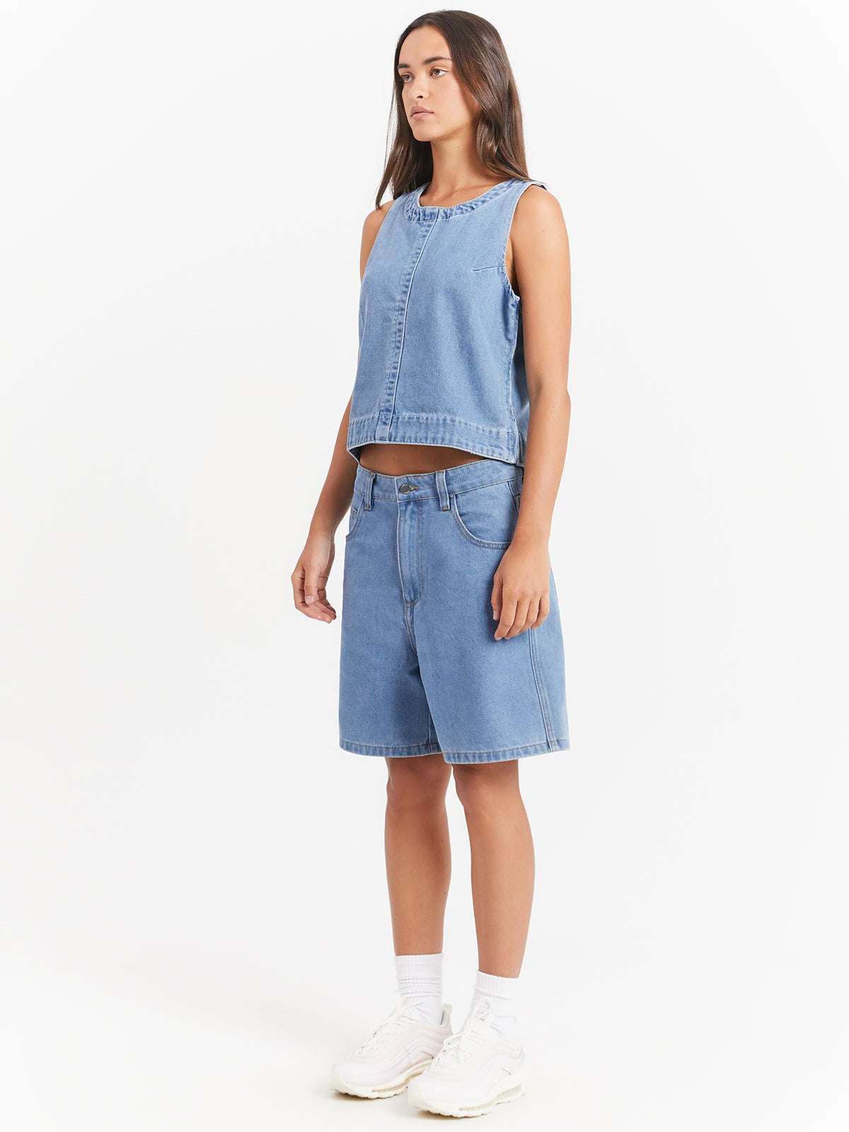 Stussy Big Ol Denim Tank Top in Mid Blue Denim | Mid Blue Denim