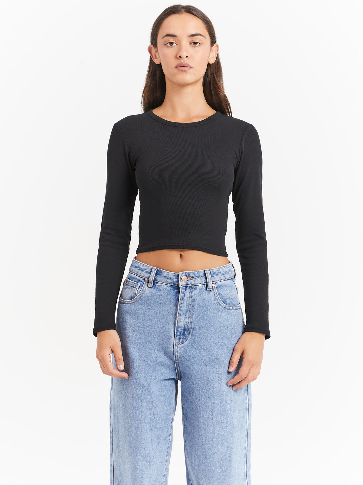 Beyond Her Georgie Long Sleeve Top in Black | Black