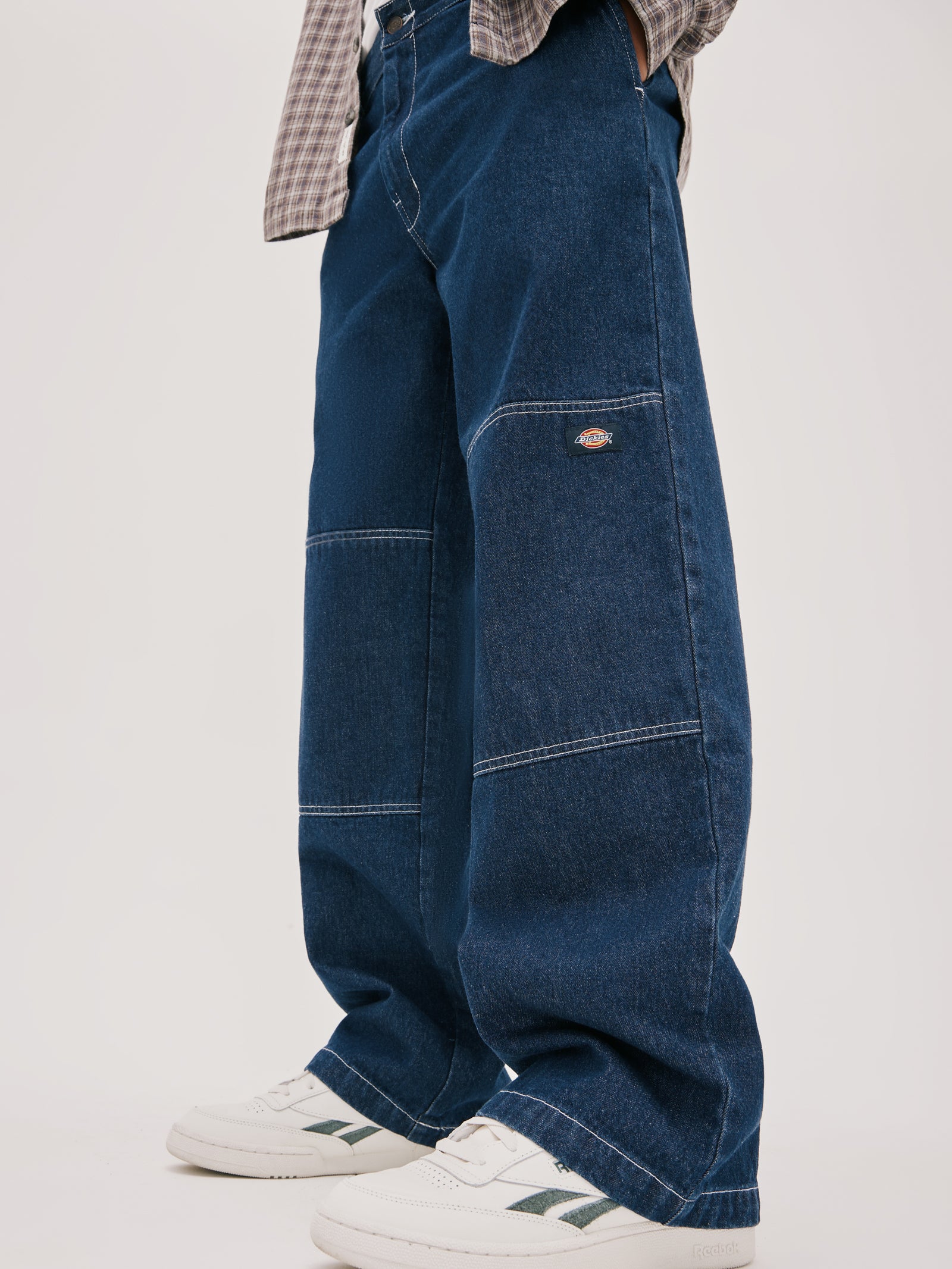 85-283AU Double Knee Jeans in Rinsed Indigo Blue - Glue Store