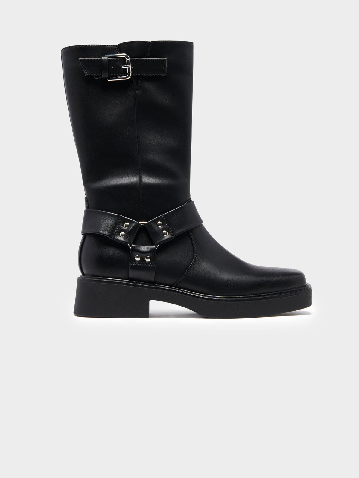 Therapy The Edge Mid-Calf Biker Boots in Black | Black