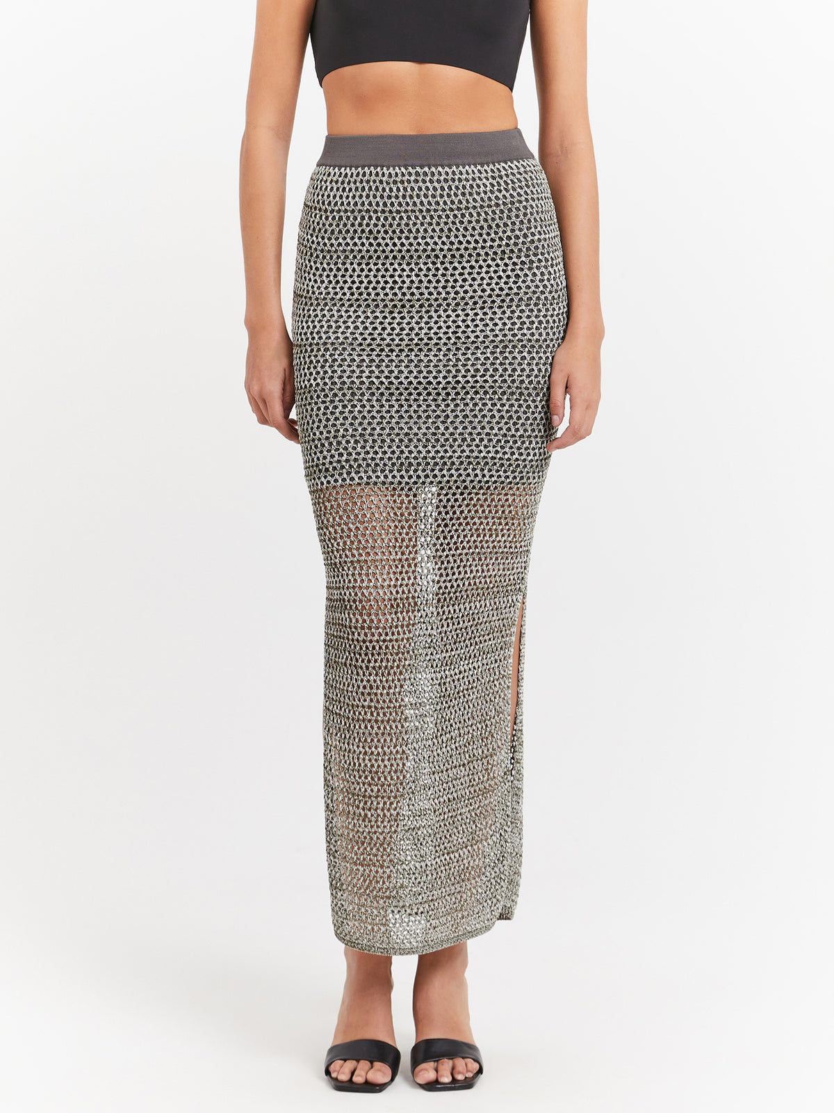 MSE Aurelia Knit Skirt in Gunmetal | Gunmetal