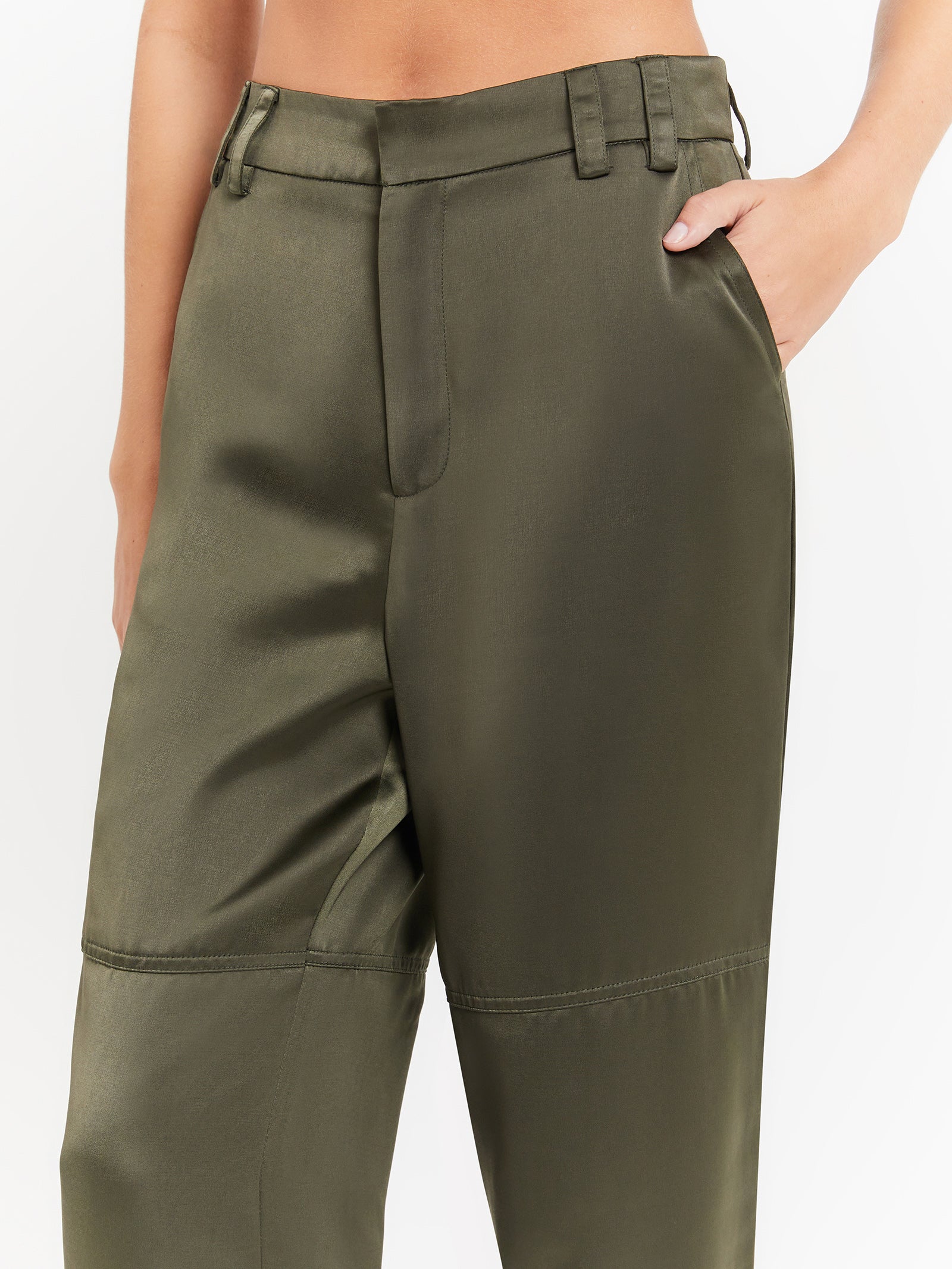 Aster Satin Pants in Hunter