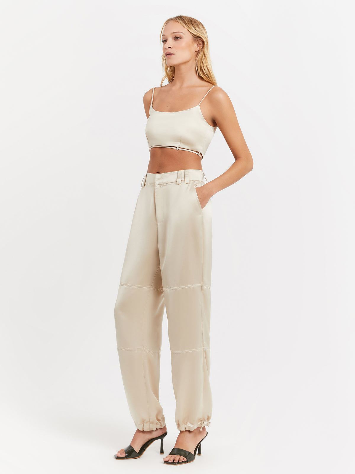 MSE Aster Satin Pants in Ivory | Ivory