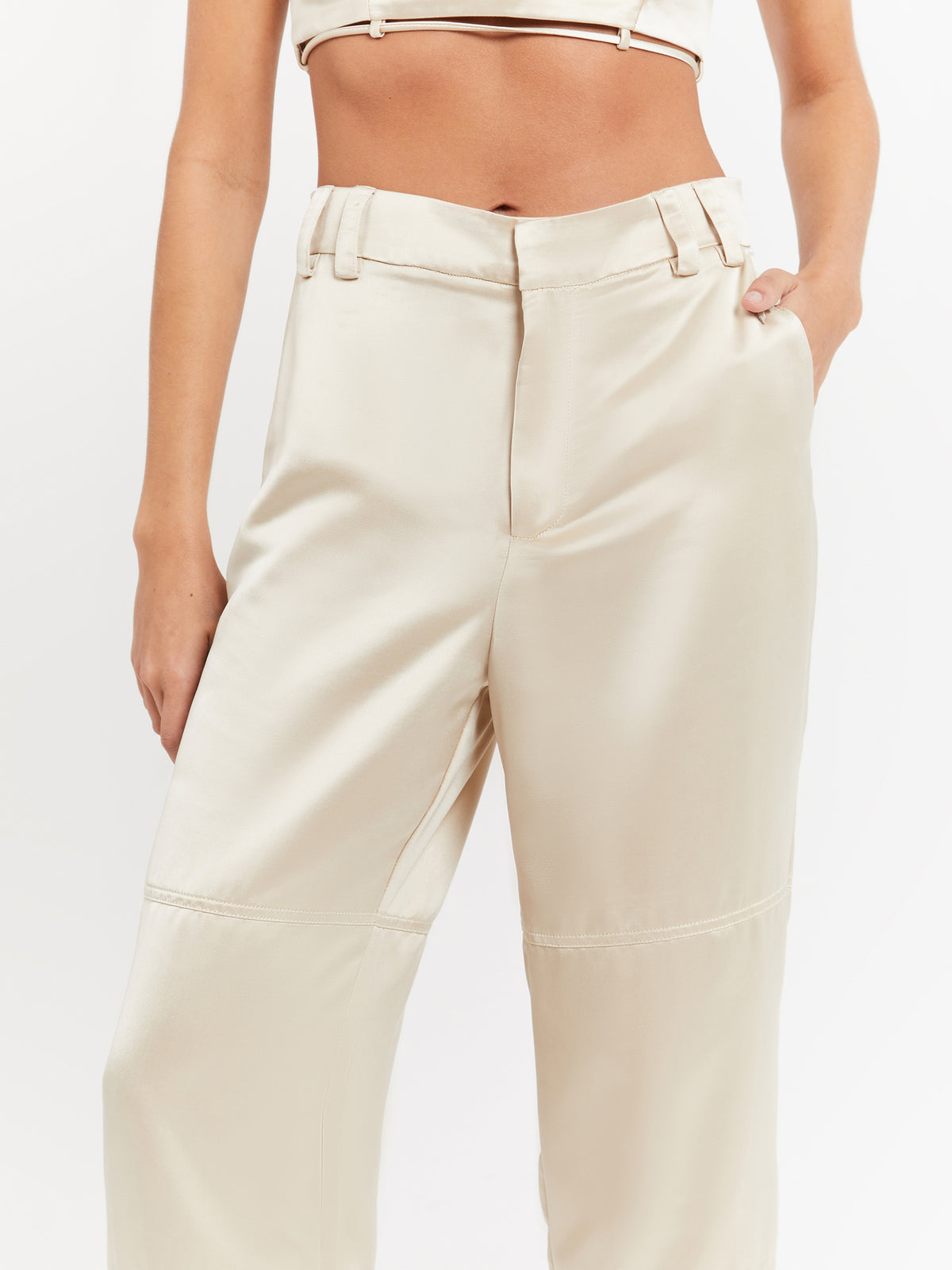 MSE Aster Satin Pants in Ivory | Ivory