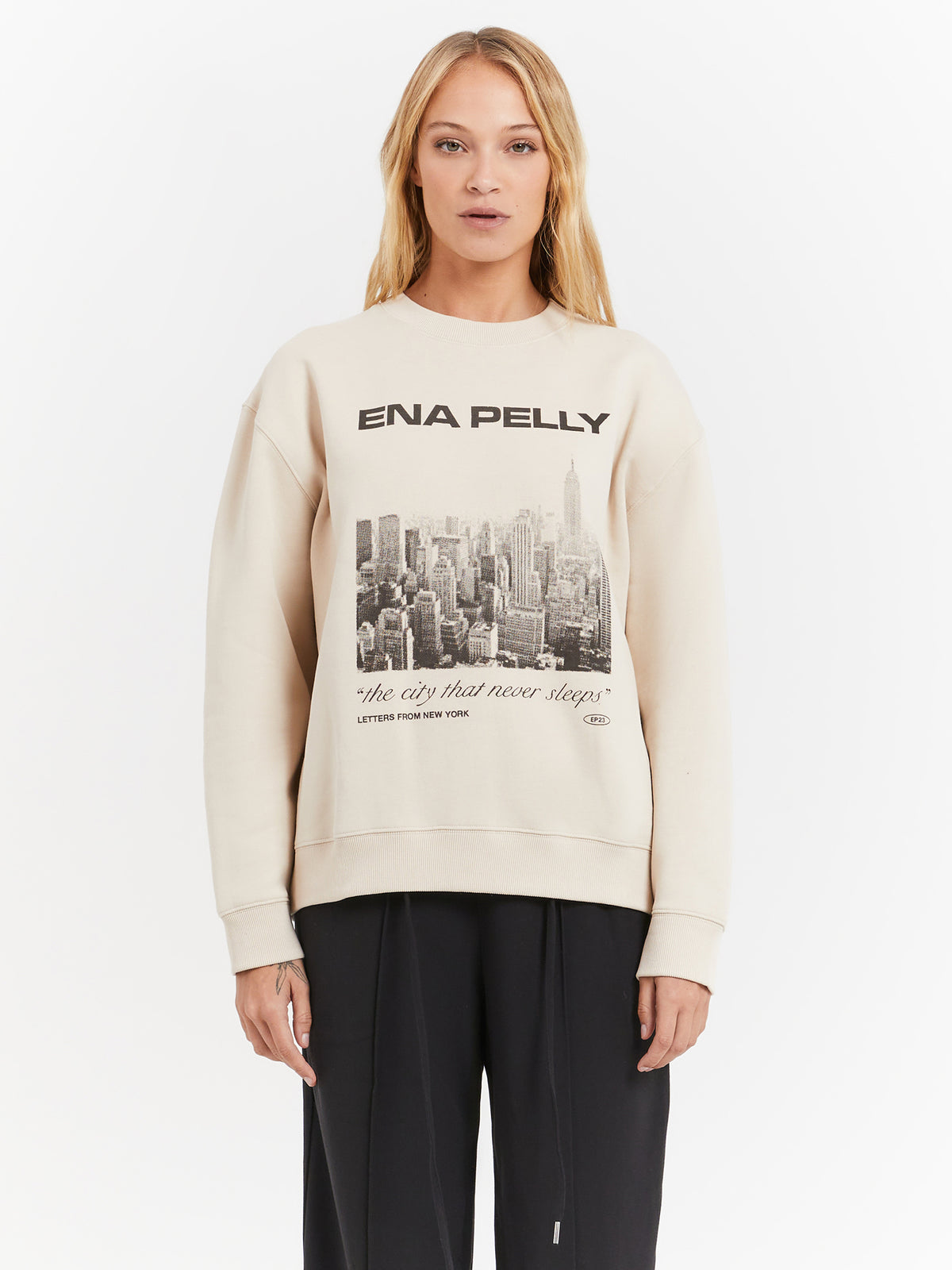 Ena Pelly Letters From NY Oversized Sweater in Parchment | Parchment