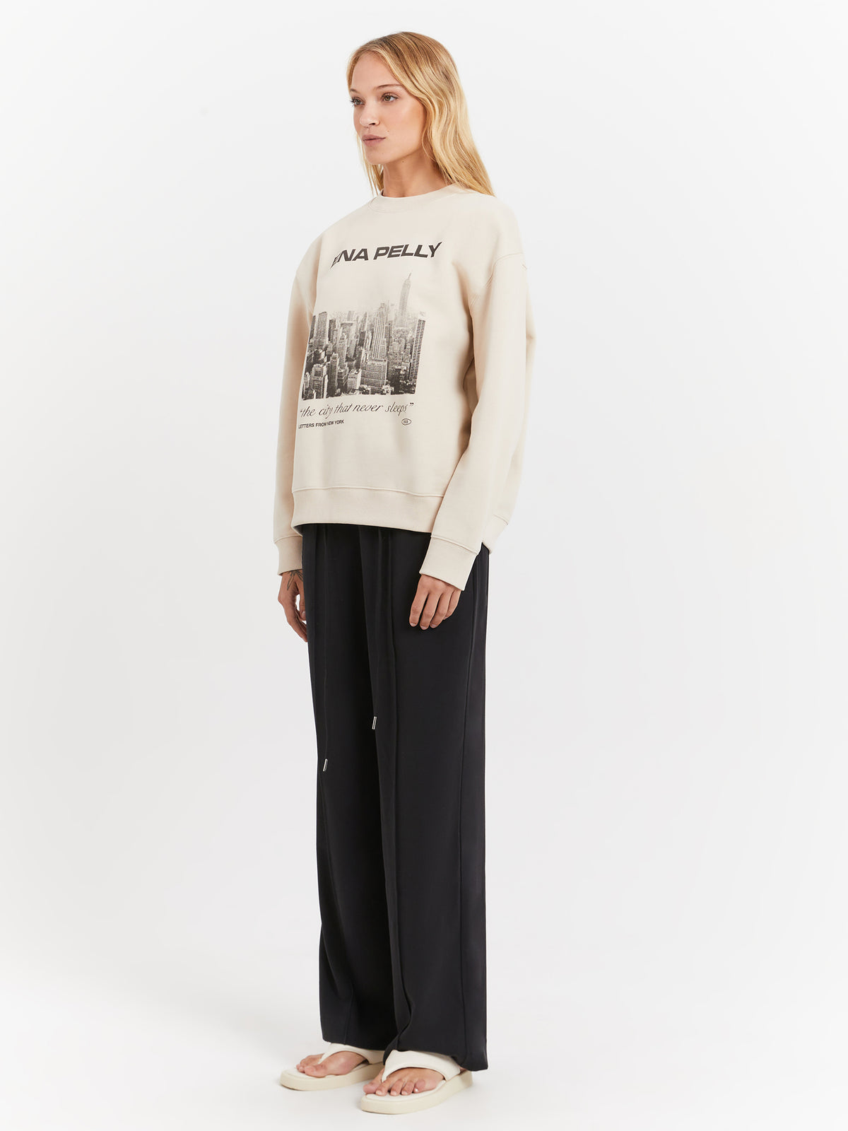 Ena Pelly Letters From NY Oversized Sweater in Parchment | Parchment