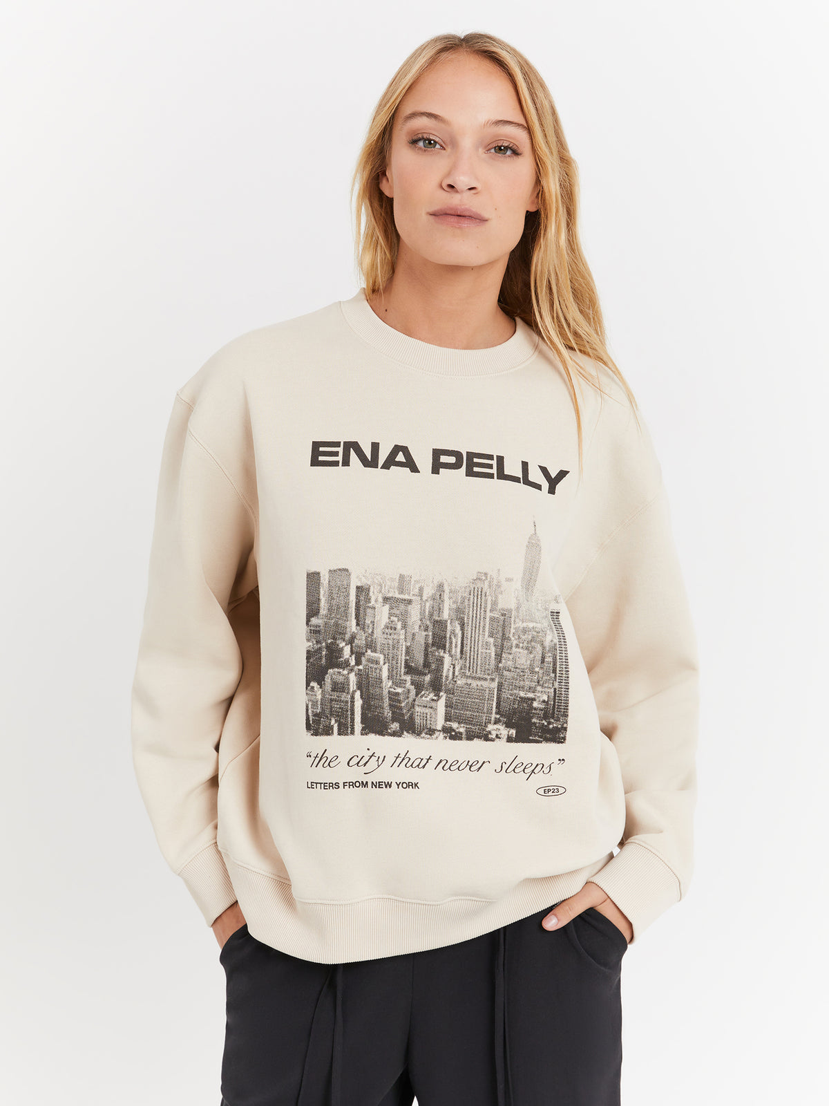 Ena Pelly Letters From NY Oversized Sweater in Parchment | Parchment