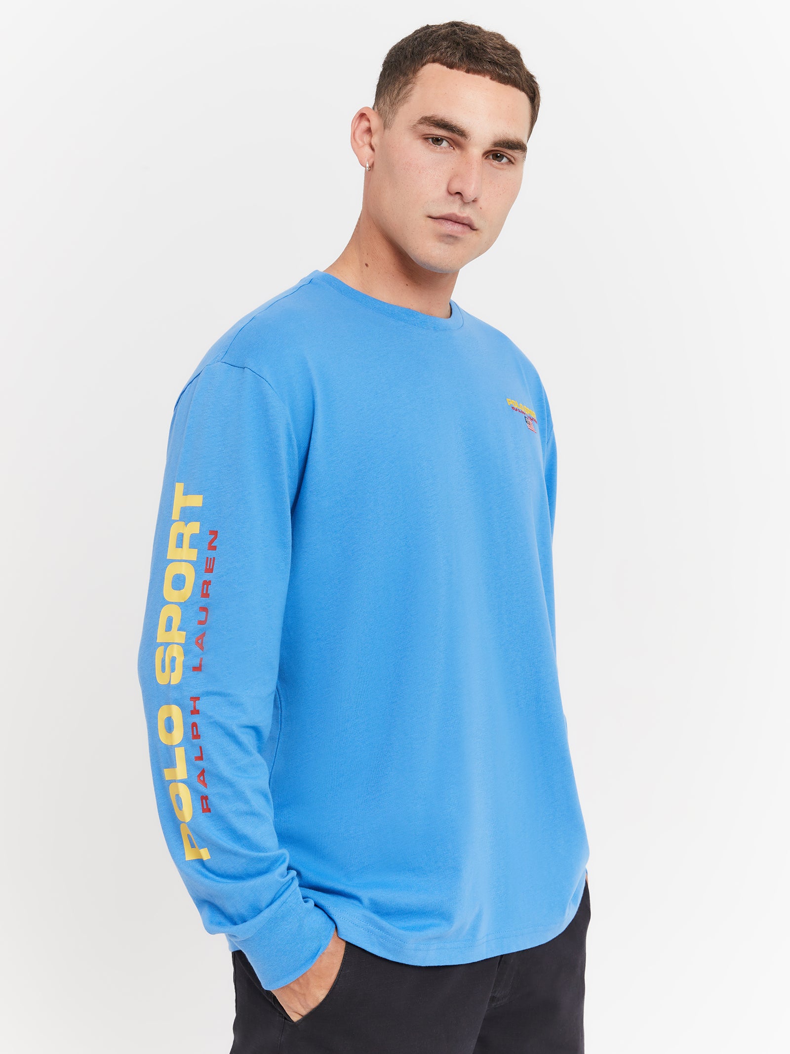 26/1 Jersey Long Sleeve T-Shirt in Blue Orbit