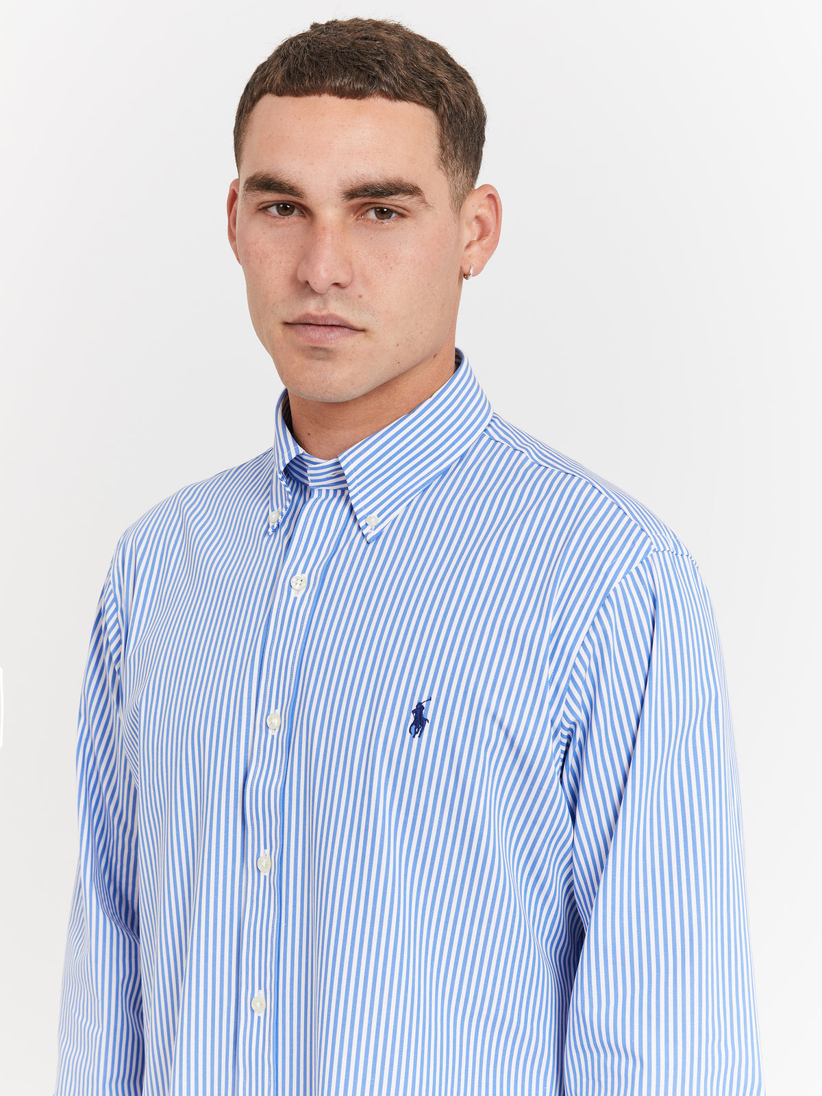 Polo Ralph Lauren Poplin Sport Shirt in Light Blue & White | 4655H Light Blue/White