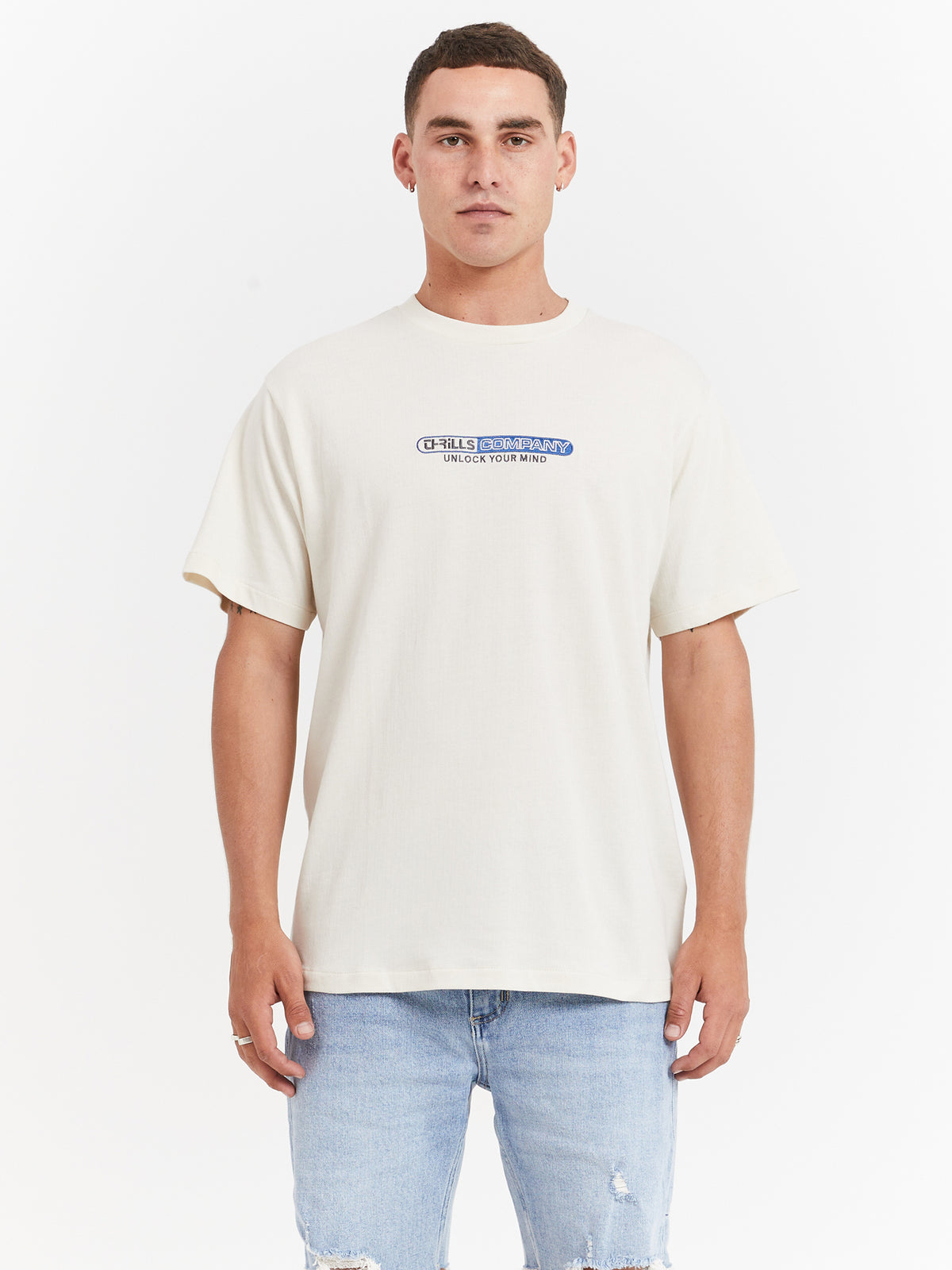 Thrills Try It You'll Like It Merch Fit T-Shirt in Heritage White | Heritage White