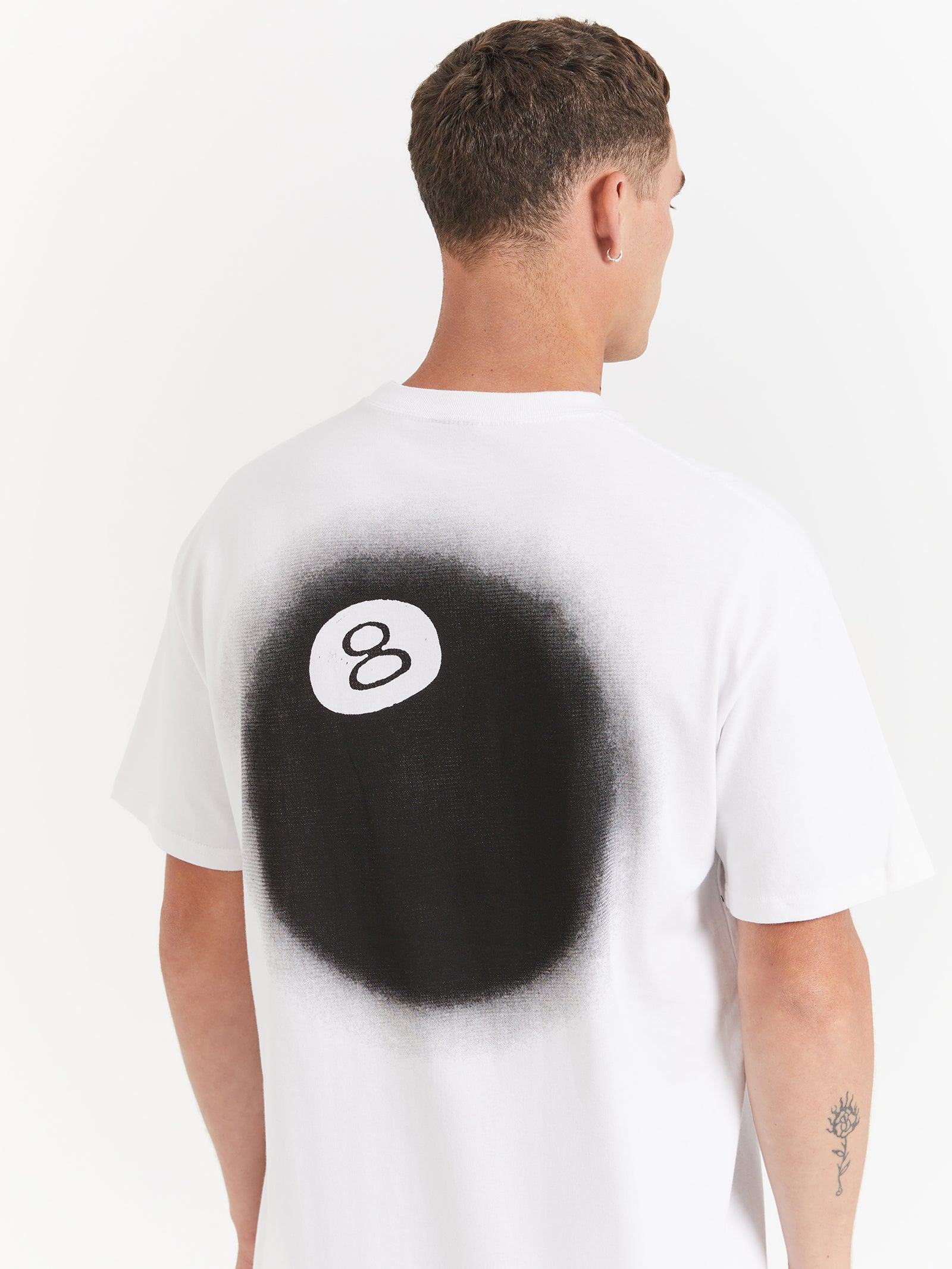 8 Ball Fade Heavyweight Short Sleeve T-Shirt in White - Glue Store