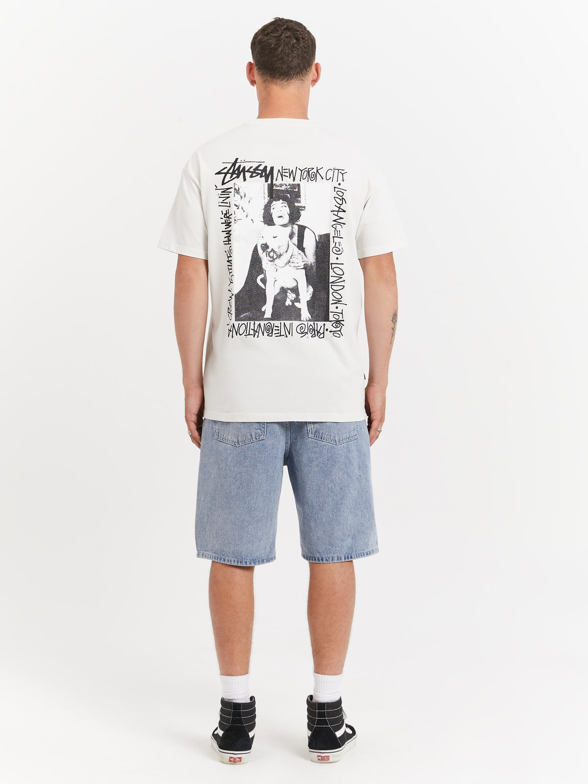 Stussy How We'Re Living Heavyweight Short Sleeve T-Shirt in Pigment Washed White | Pigment Washed White