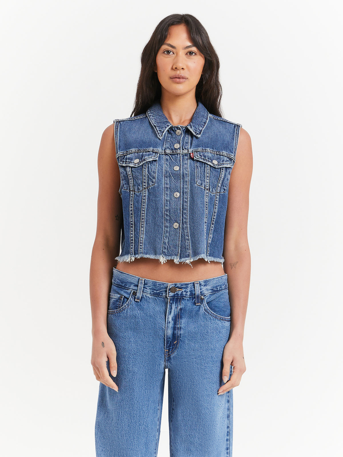 Levis XS Cut-Off Vest in Coupon Clipper Blue | Denim