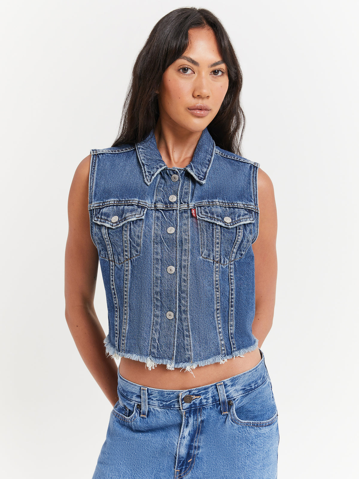 Levis XS Cut-Off Vest in Coupon Clipper Blue | Denim