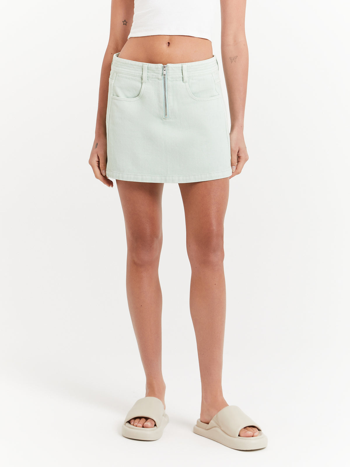 Beyond Her Bonita Micro Mini Skirt in Eucalyptus Green | Eucalyptus