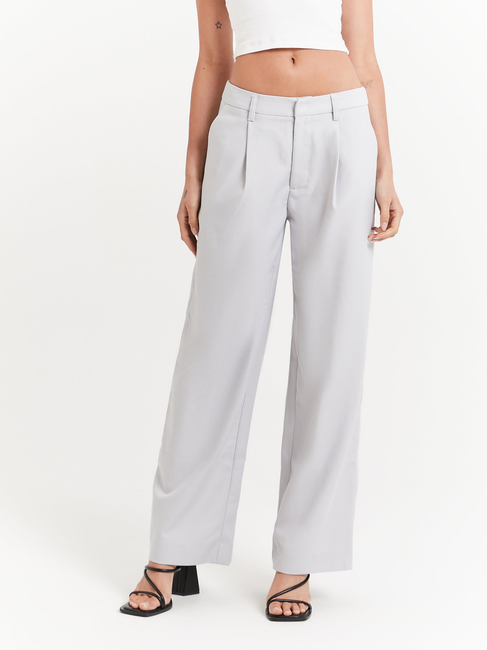 Daniela Low Rise Wide Leg Pants in Silver