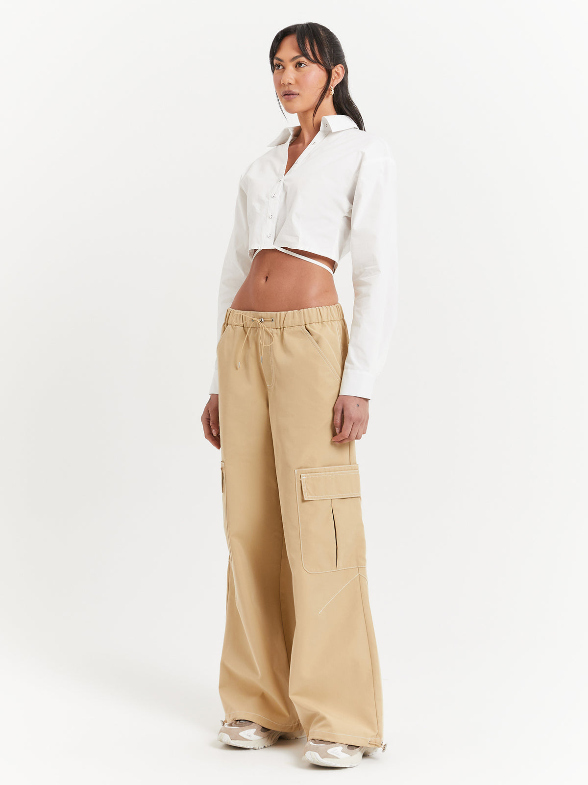 Beyond Her Pia Wide Leg Gathered Pants in Camel | Camel