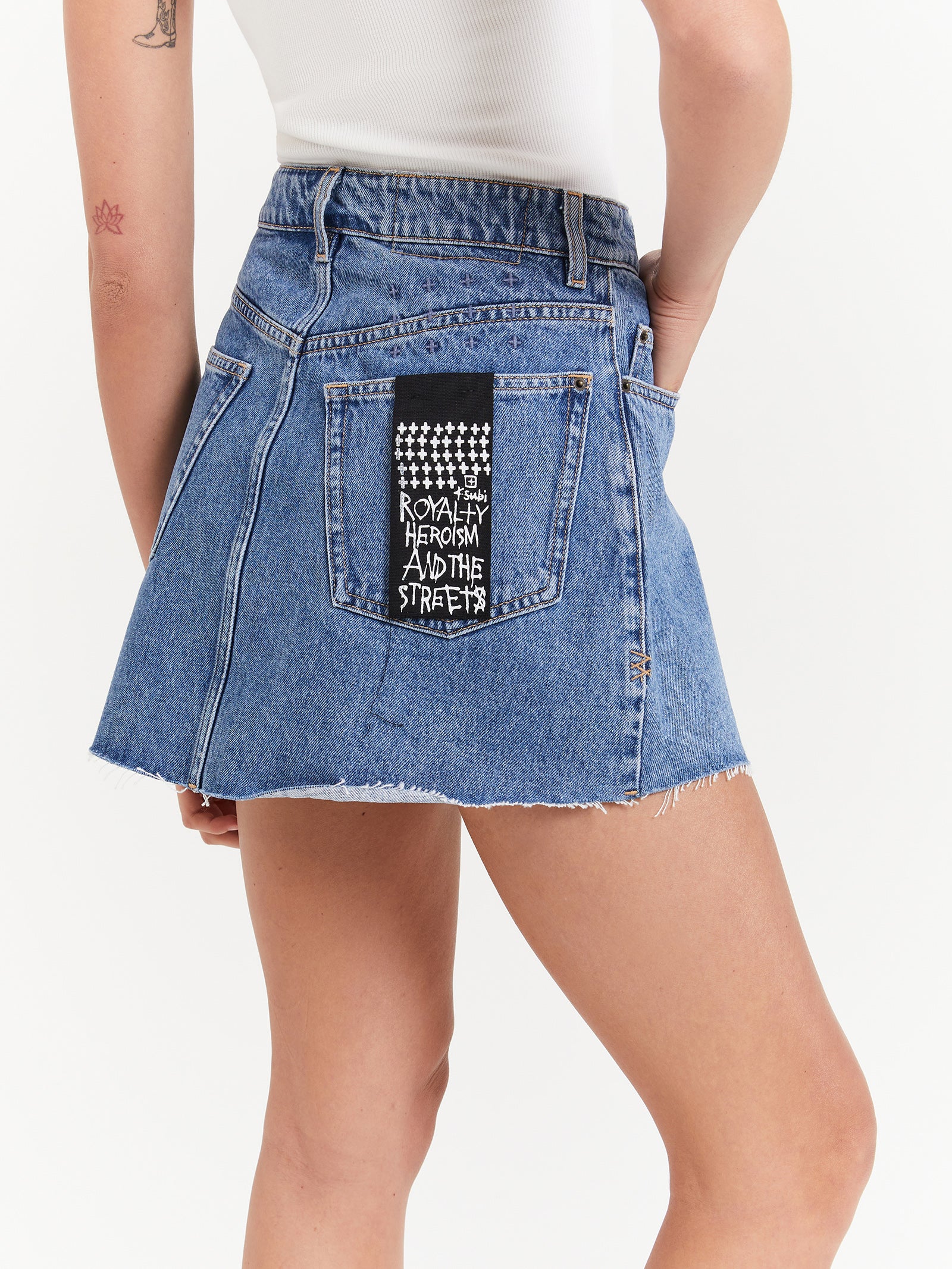 Denim wrap skirt on sale 7 little words