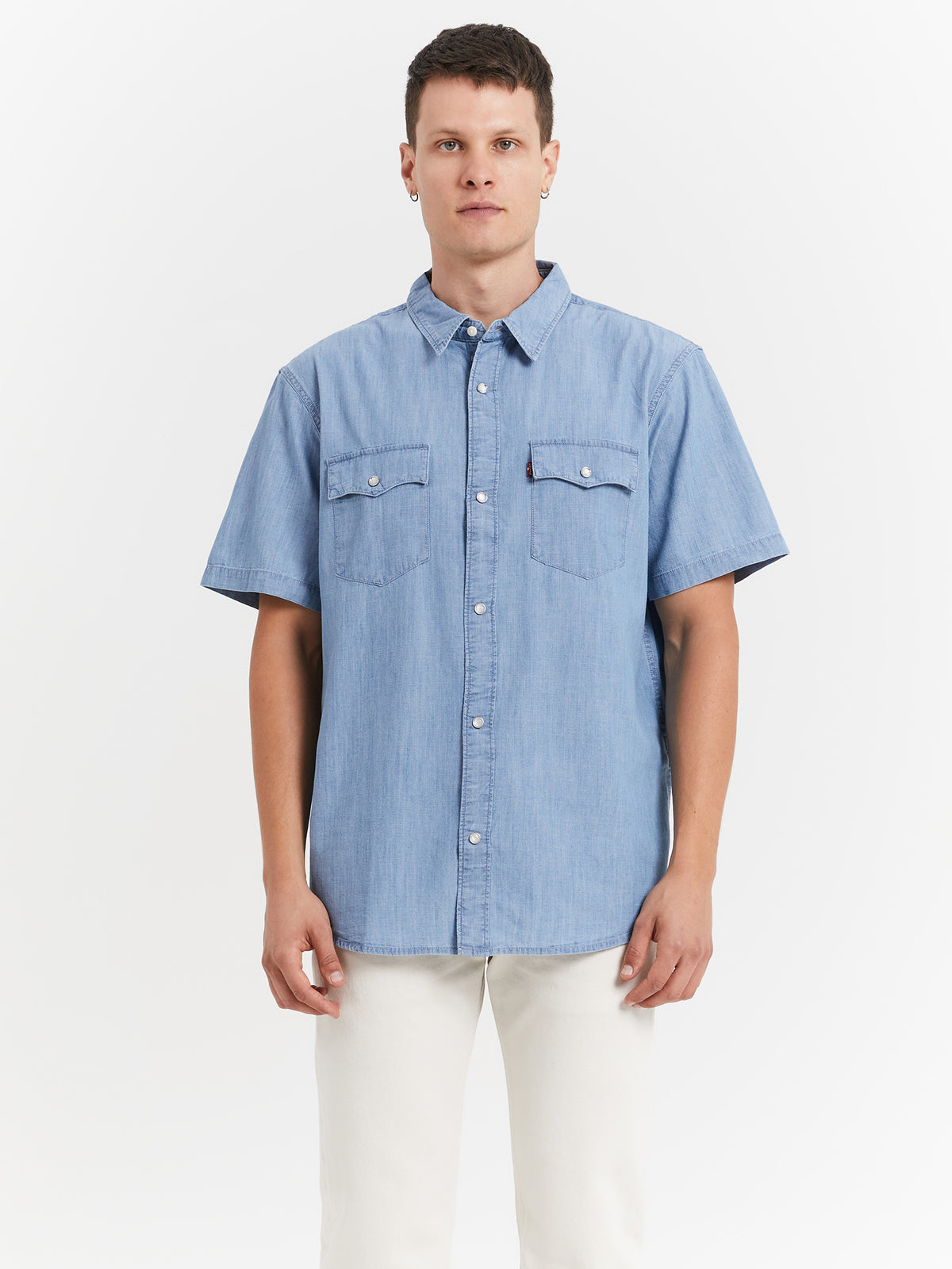 Levis Short Sleeve Relaxed Fit Western Shirt in New Hyde Chambray Blue | T2 Mt New Hyde Chamb