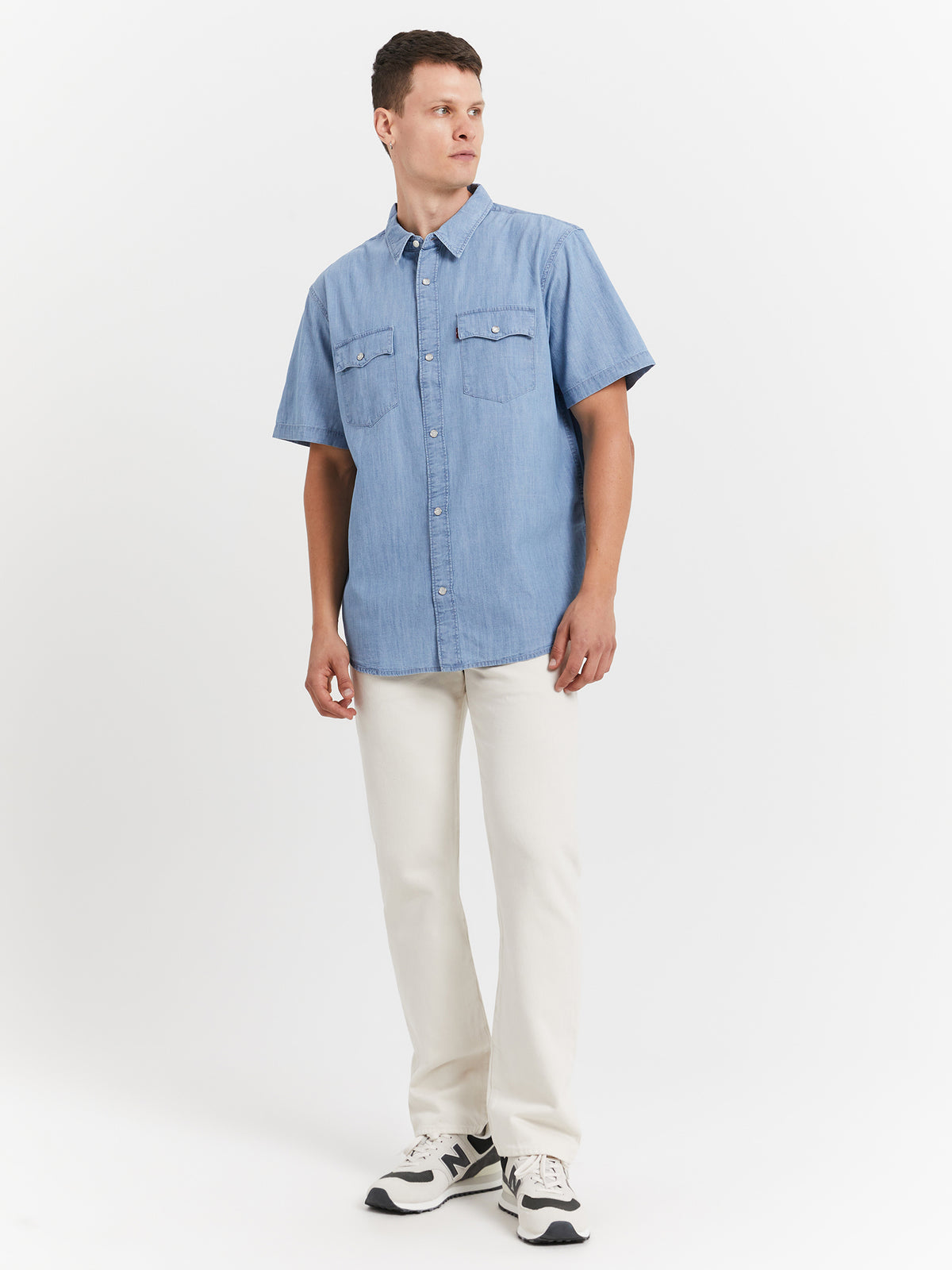 Levis Short Sleeve Relaxed Fit Western Shirt in New Hyde Chambray Blue | T2 Mt New Hyde Chamb